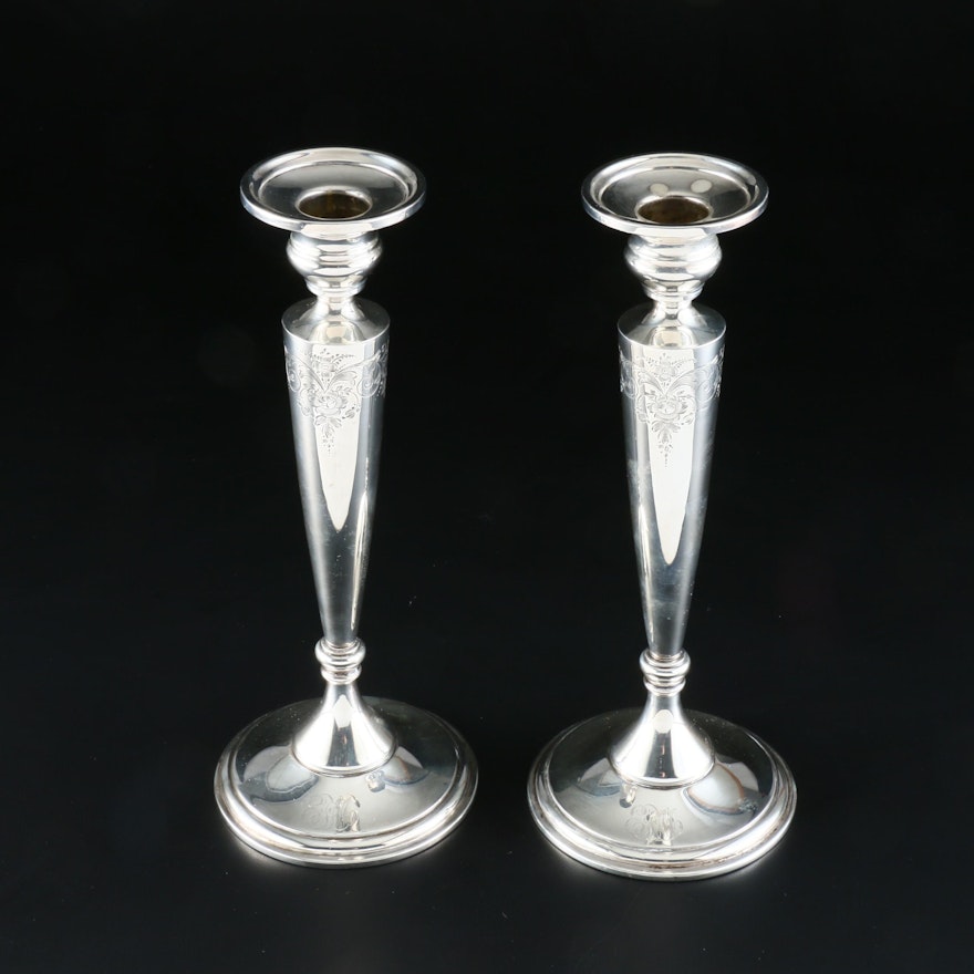 George A. Henckel Weighted Sterling Silver Candlesticks