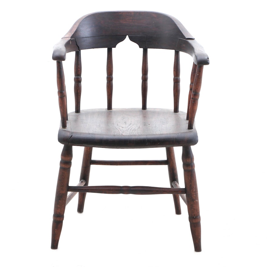 Poplar Captain's Chair, Mid 19th Century
