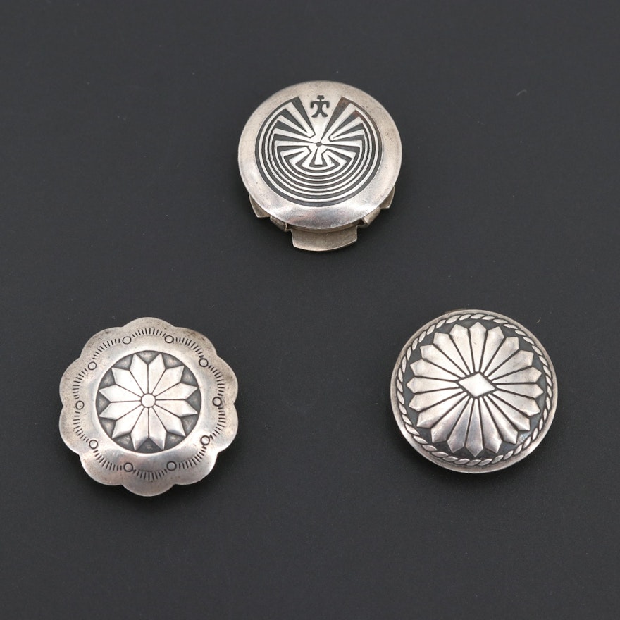 Southwestern Style Sterling Silver Button Covers