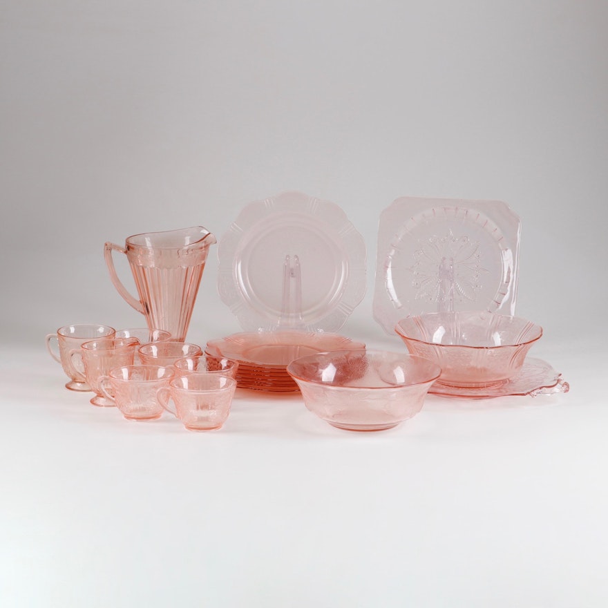 Depression Glass Dinnerware Featuring MacBeth Evans and Jeanette Glass