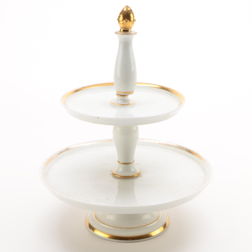 Paris Porcelain Tiered Cake Stand, Mid 19th Century