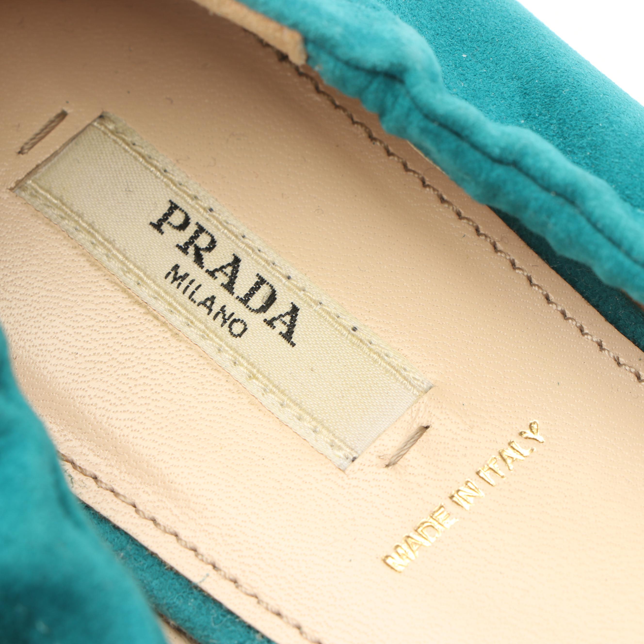 Prada Suede Ballet Style Flats in Teal
