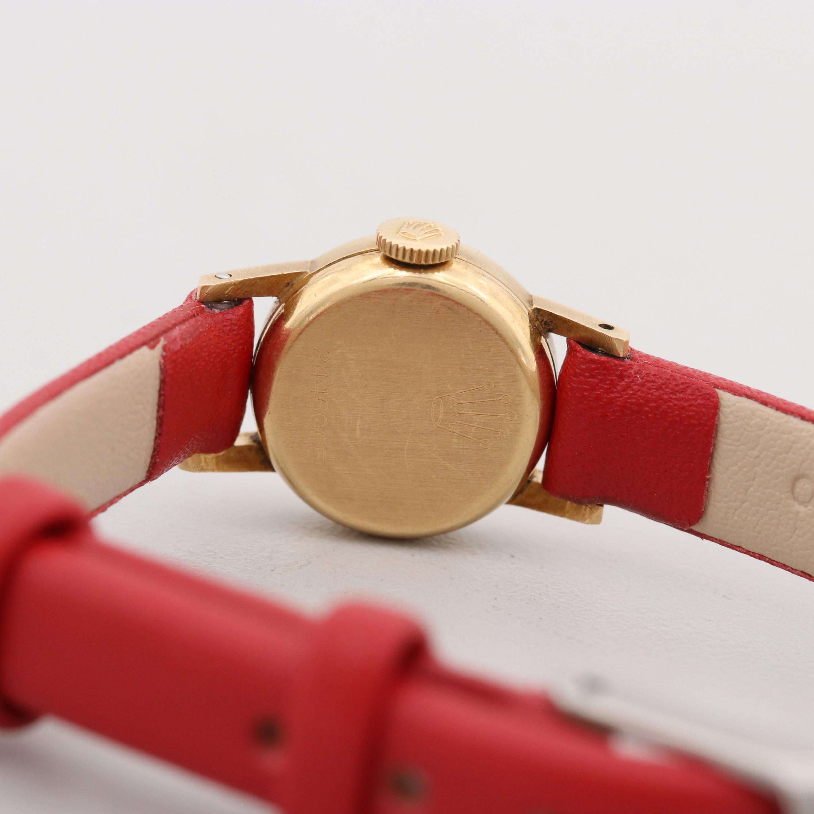 Vintage Rolex Precision 18K Yellow Gold Stem Wind Watch