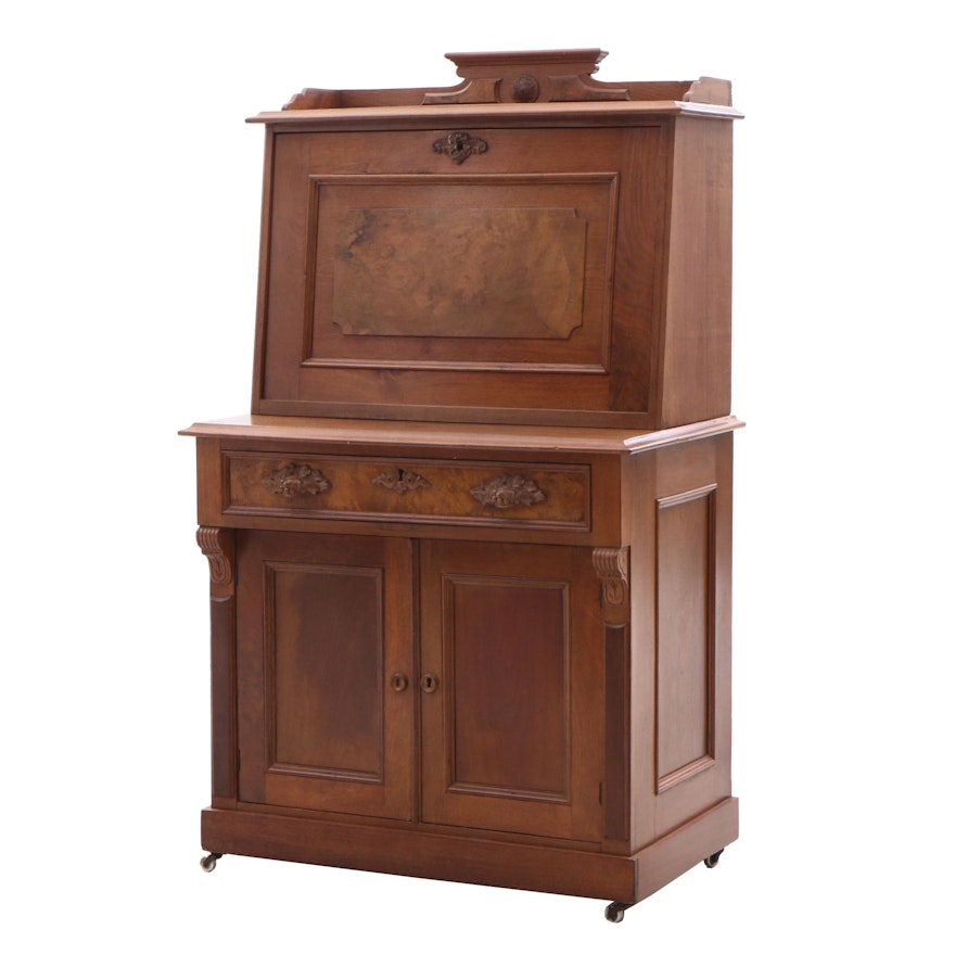 Victorian and Burlwood Secretary, Late 19th Century