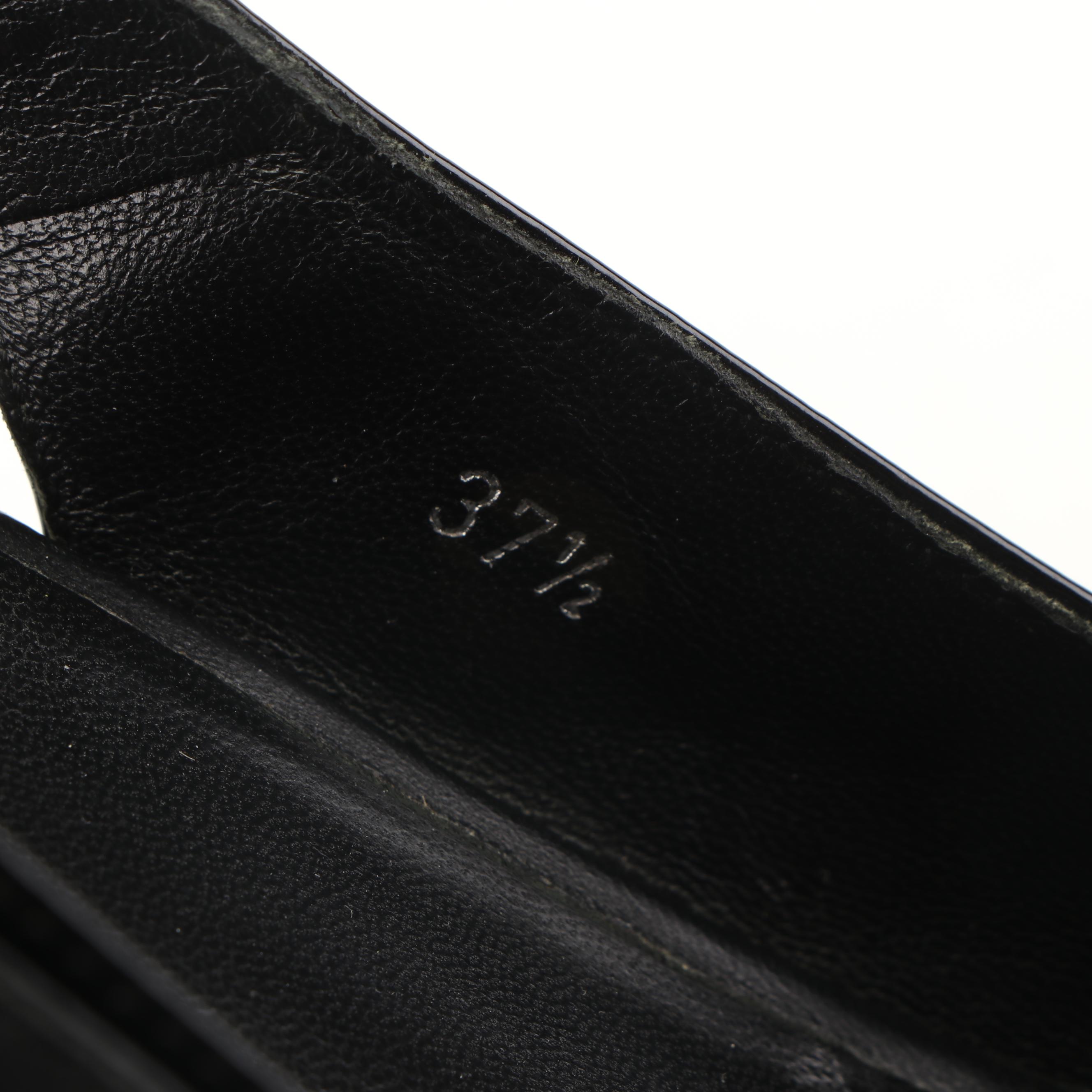 Prada Black Patent Leather Peep-Toe Slingback Wedges