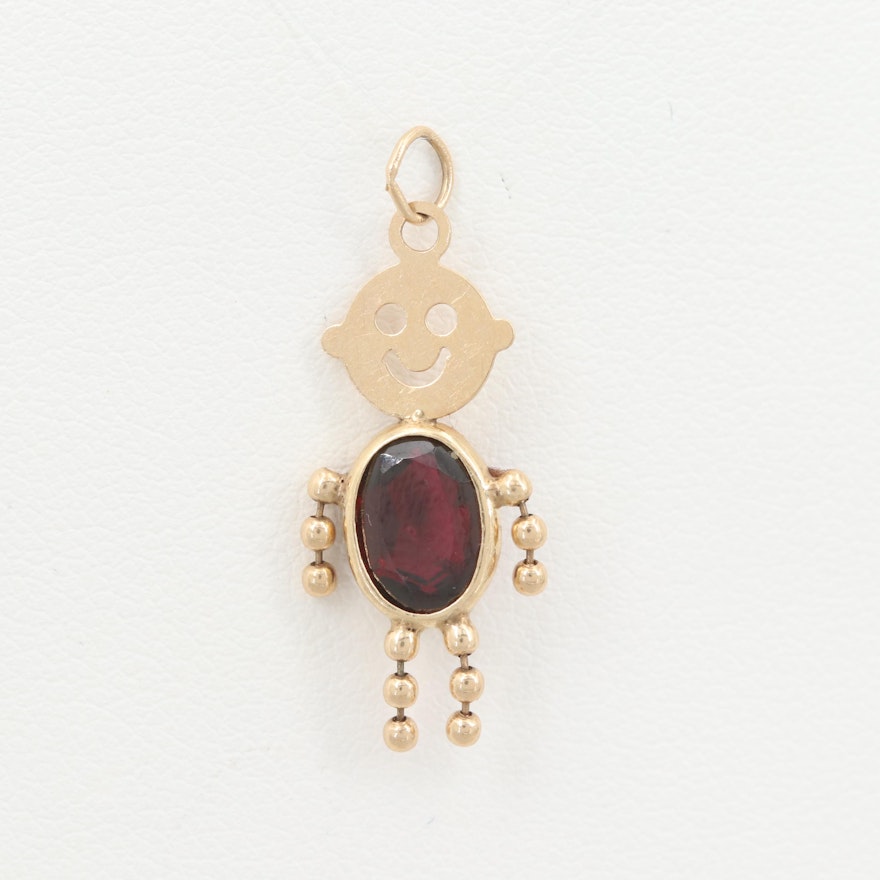 14K Yellow Gold Childrens Garnet Birthstone Pendant