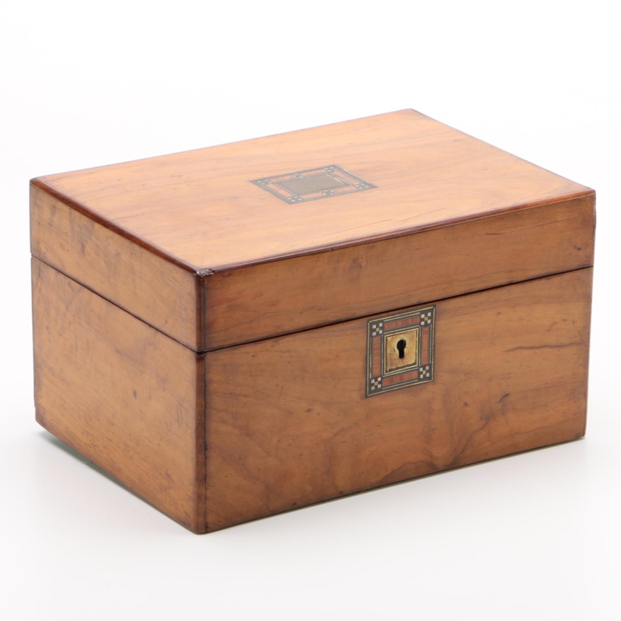 Maple and Marquetry Gentleman's Dressing Box, Mid-19th Century