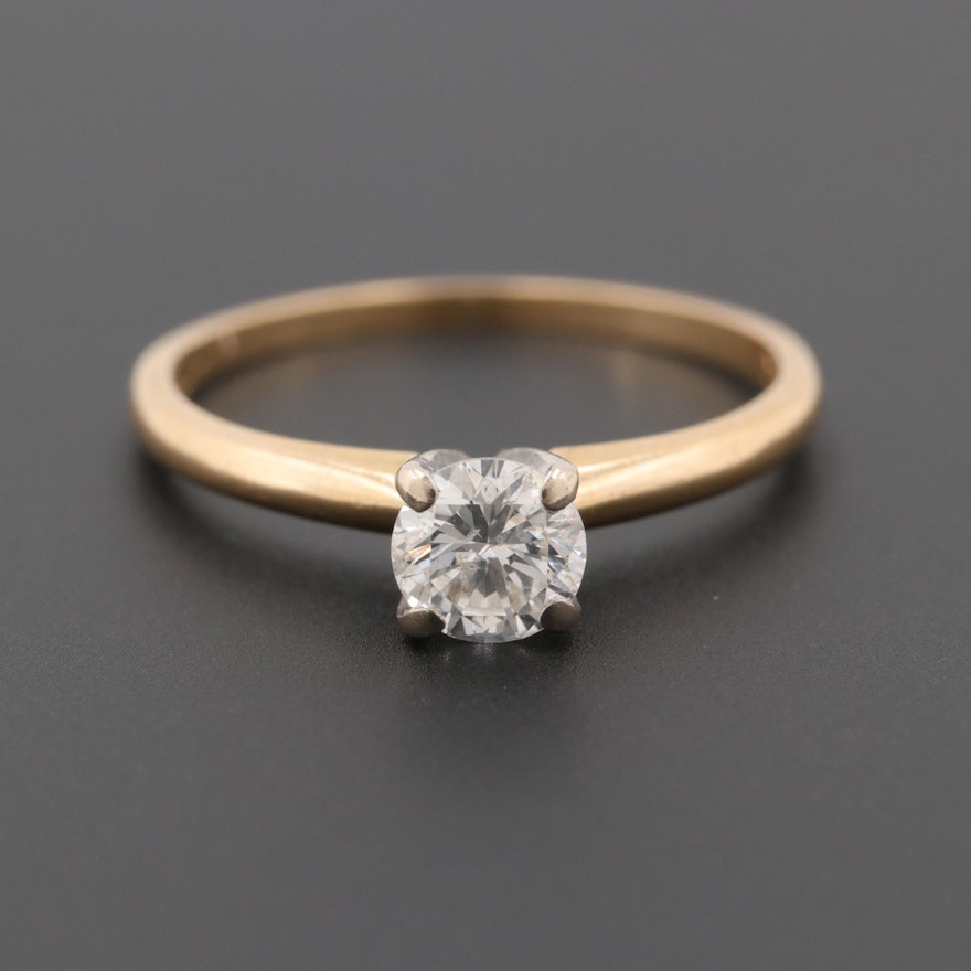 18K Yellow Gold Diamond Solitaire Ring