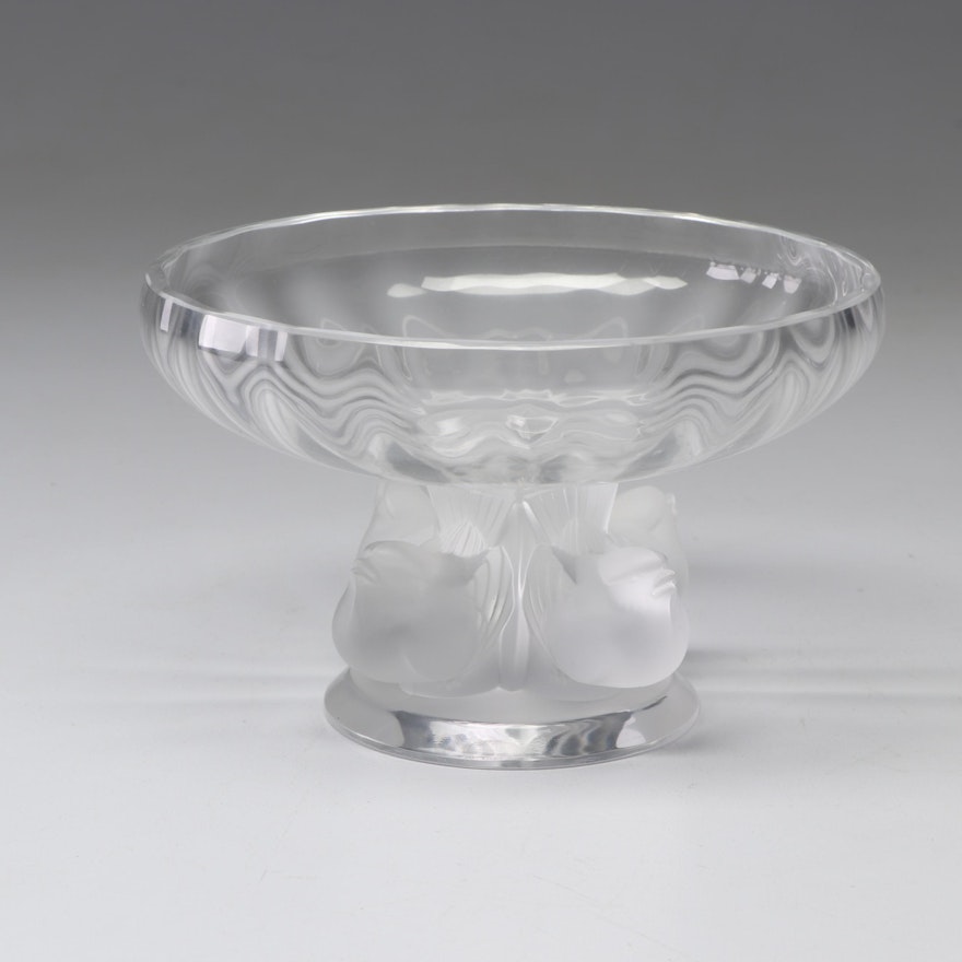 Lalique Clear and Frosted Crystal "Nogent" Footed Bowl