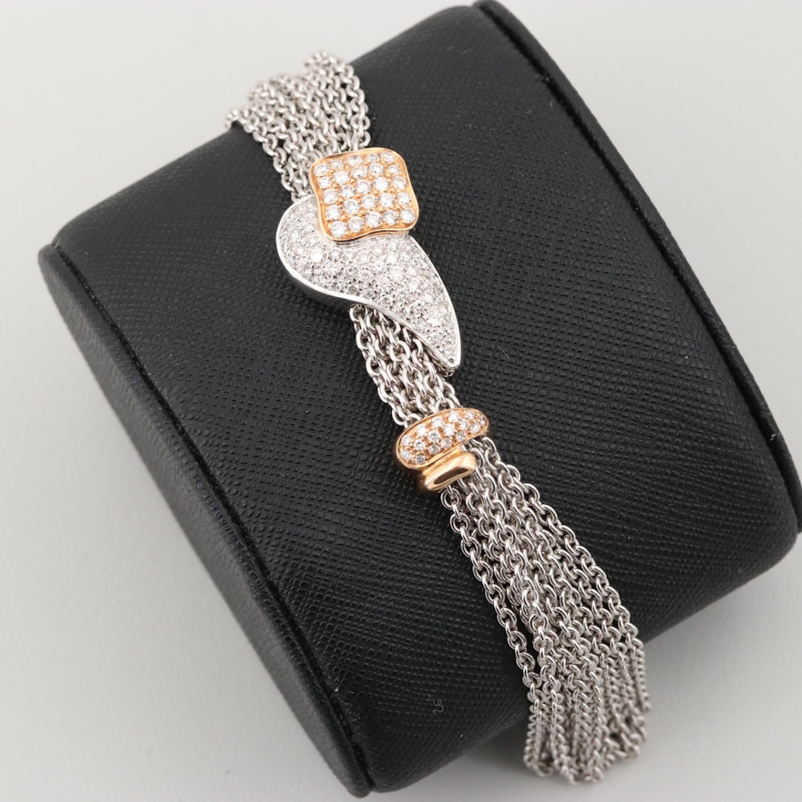 La Nouvelle Bague 18K White Gold 1.70 CTW Diamond Bracelet with Rose Gold Accent