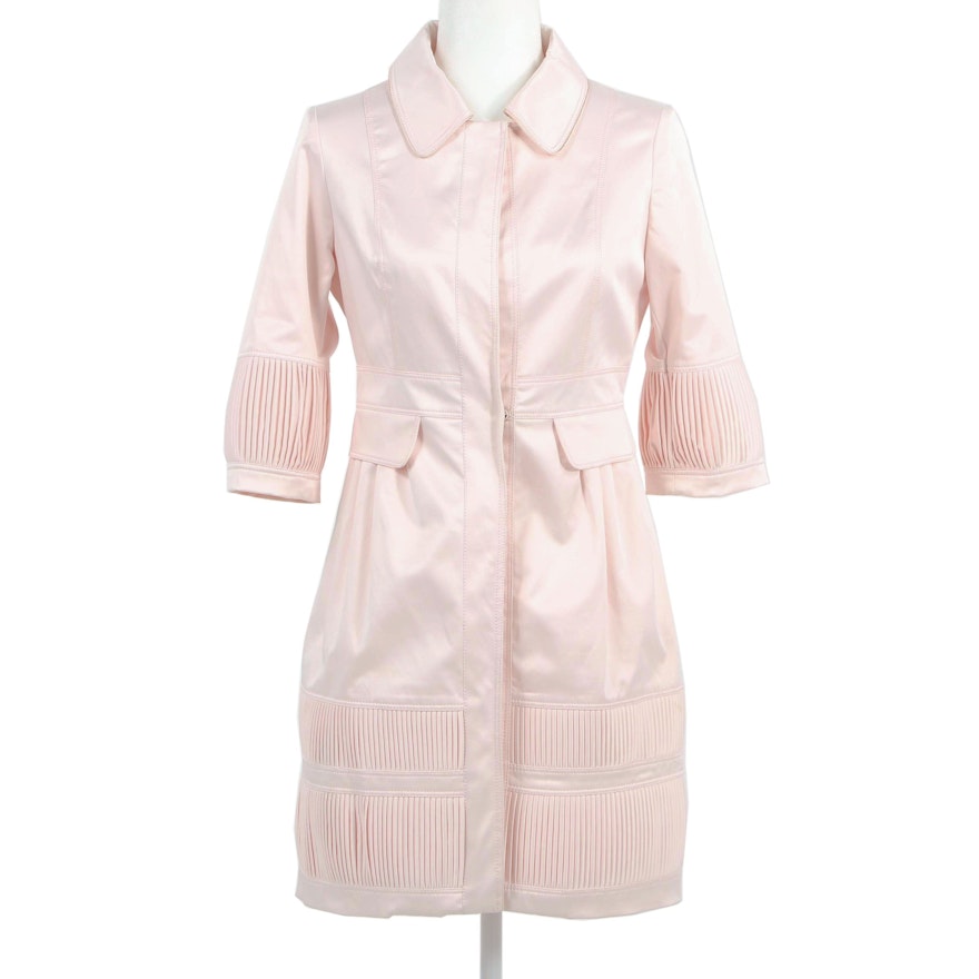 Alberta Ferretti Pink Cotton Half Sleeve Dress Coat