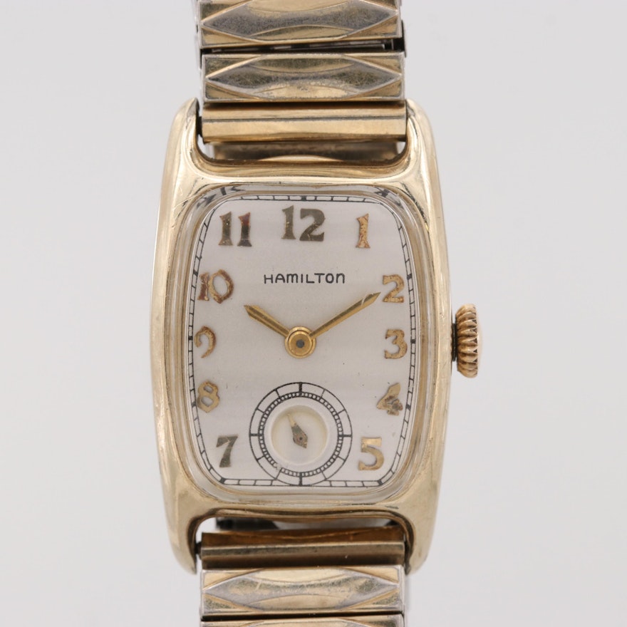 Vintage Hamilton Boulton 14K Gold Filled Stem Wind Wristwatch, Circa 1940