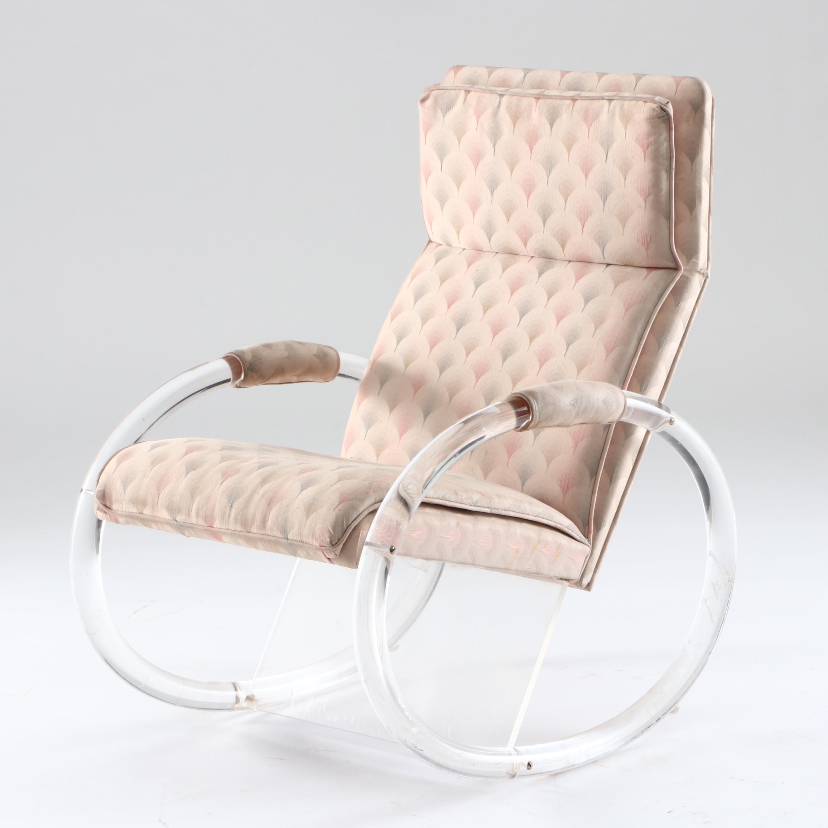 Mid Century Modern Lucite Frame Rocking Chair after Charles Hollis-Jones Design