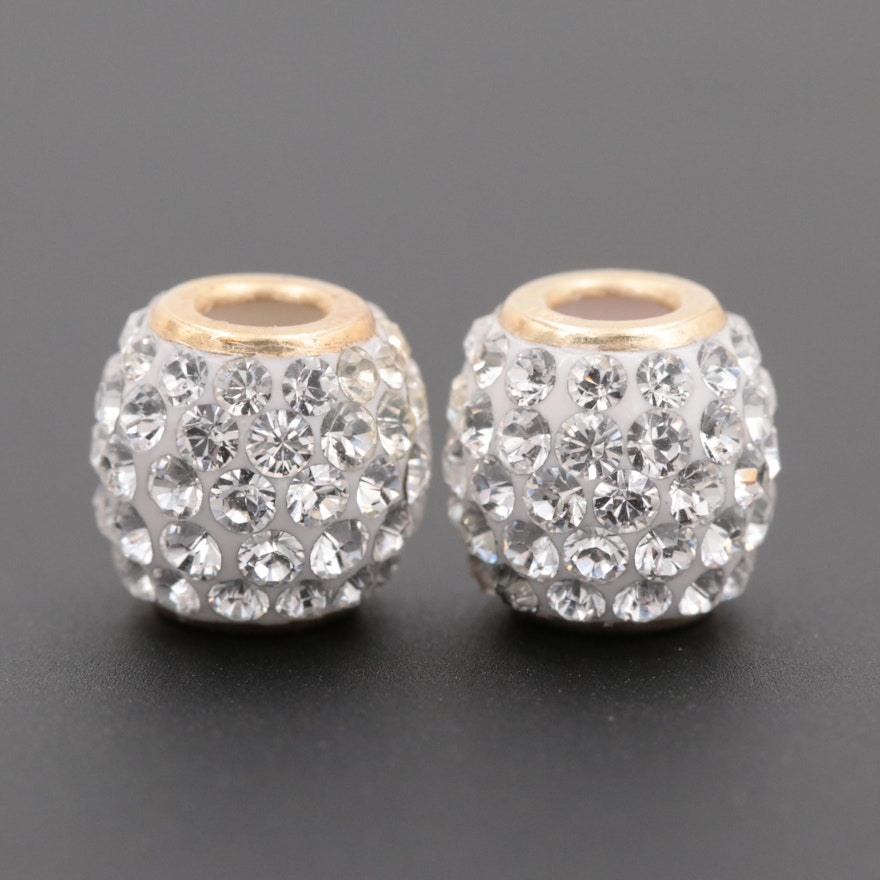 14K Yellow Gold Slide Bead Charms with Glass Accents