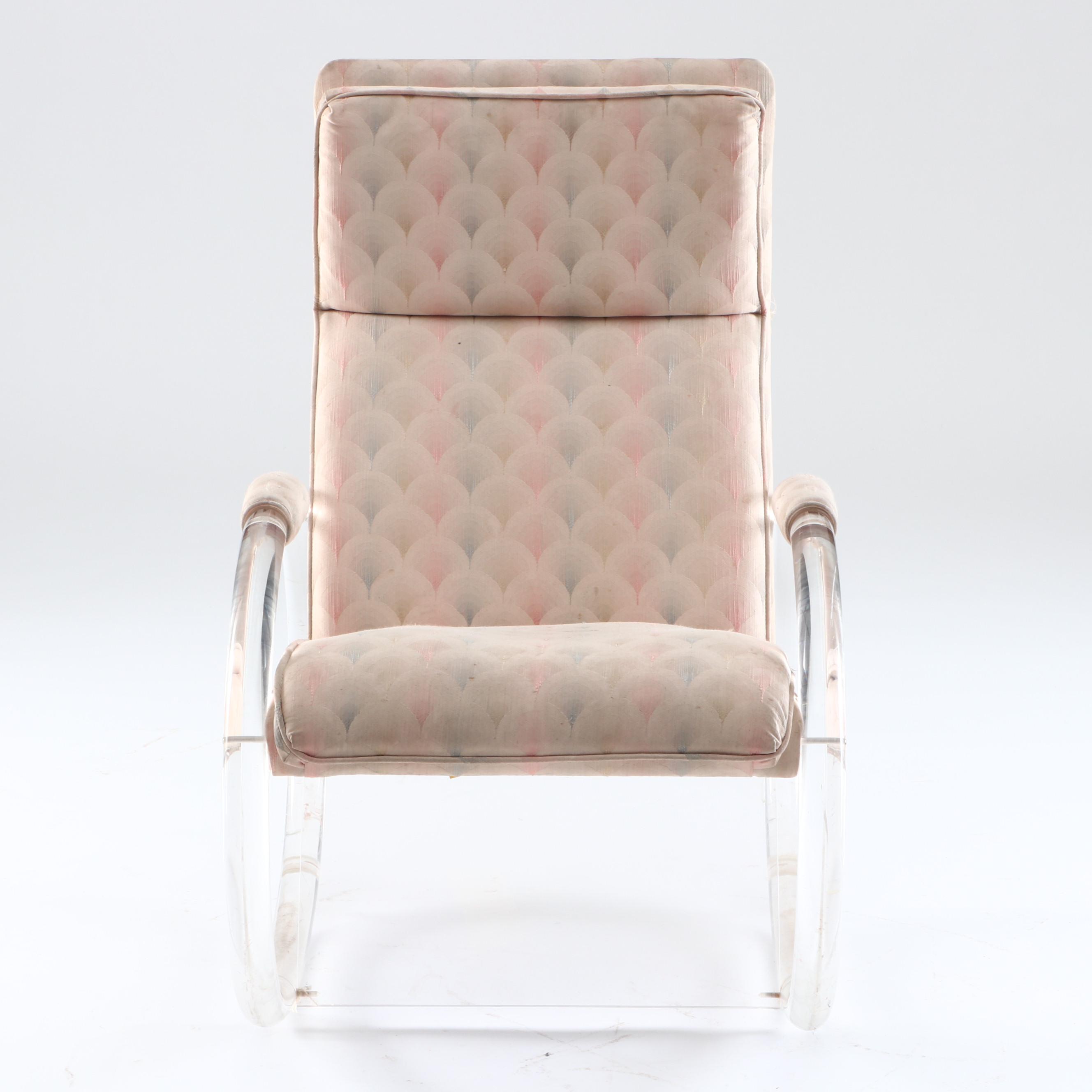 Mid Century Modern Lucite Frame Rocking Chair after Charles Hollis-Jones Design