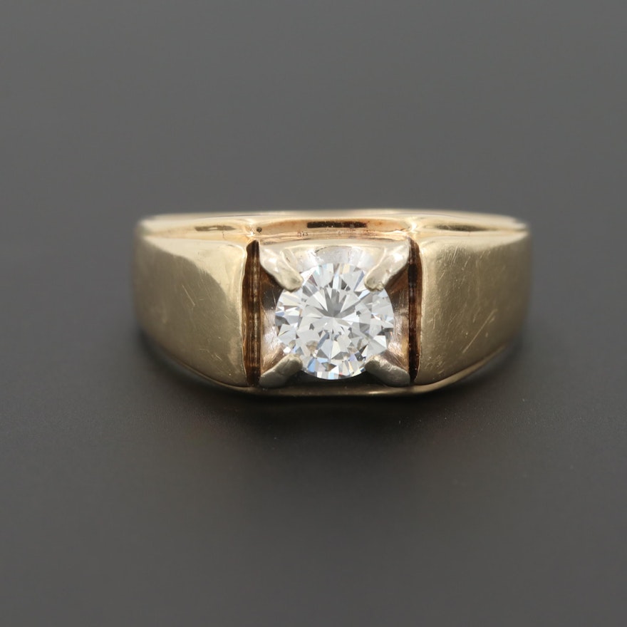 Vintage 14K Yellow Gold 1.00 CT Diamond Ring