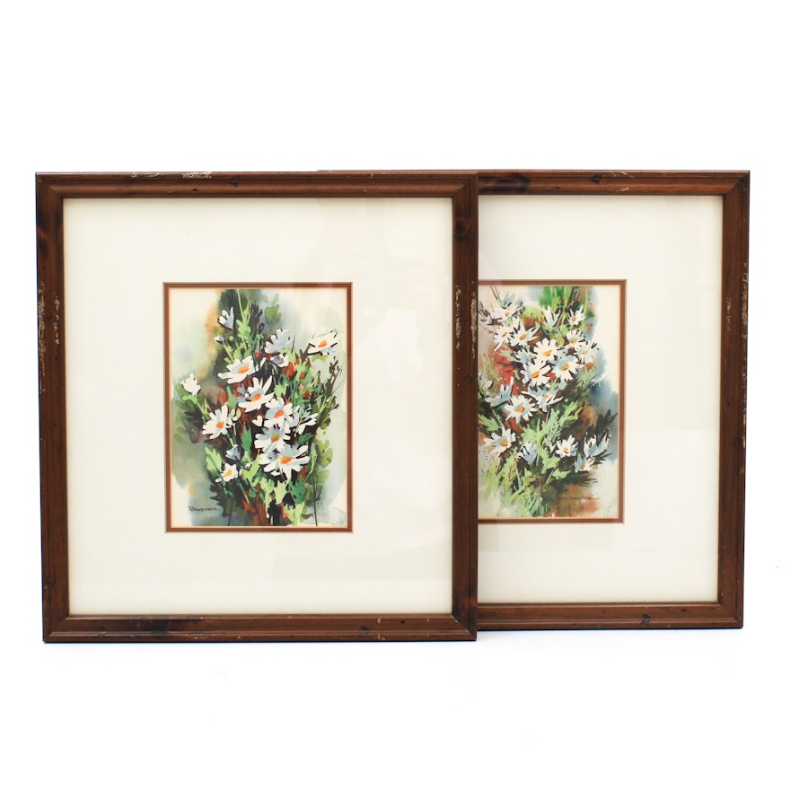 Robert Brubaker Floral Watercolor and Gouache Paintings