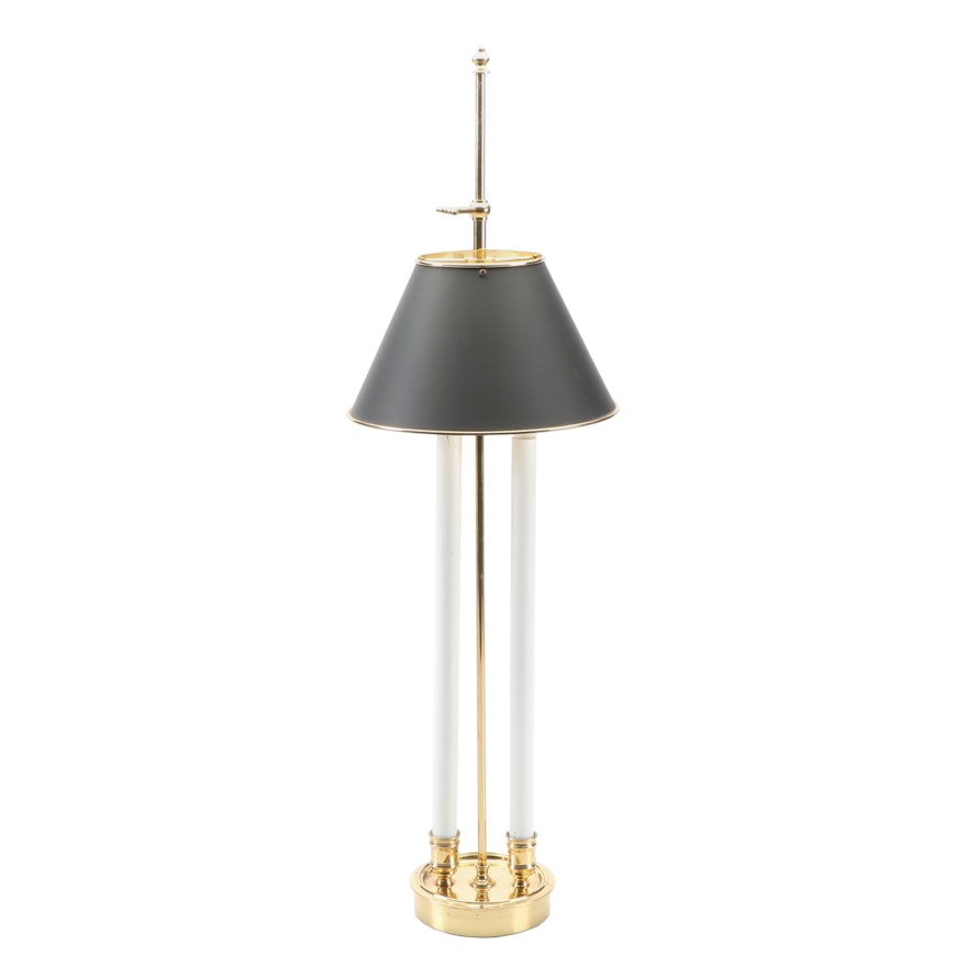 Mid-Century Brass Adjustable Candlestick Bouillotte Style Table Lamp