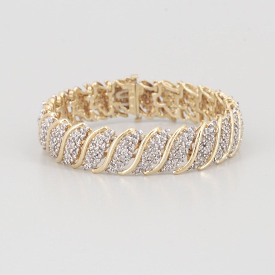 10K Yellow Gold 5.69 CTW Diamond Bracelet