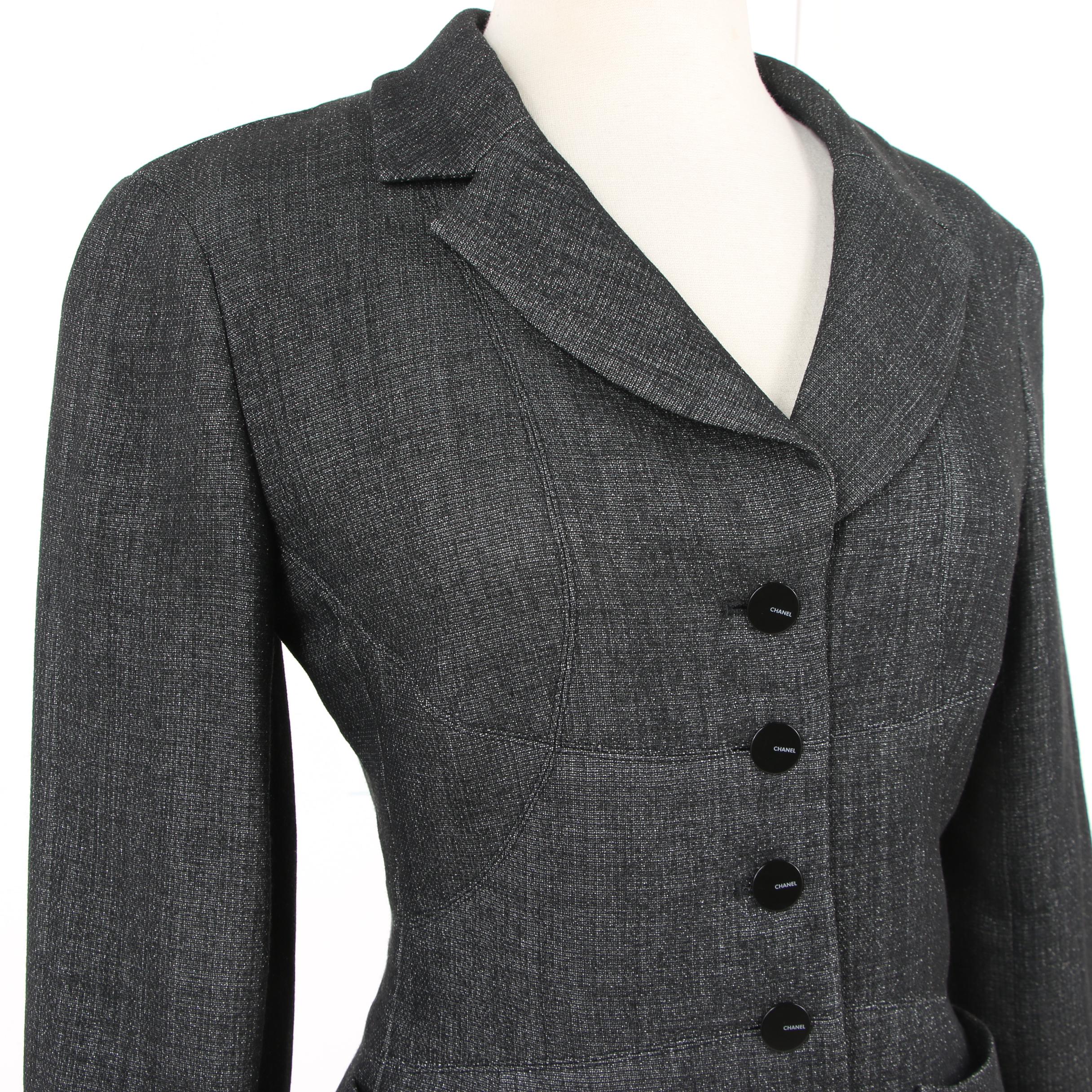 Chanel Charcoal Grey Skirt Suit, Made in France
