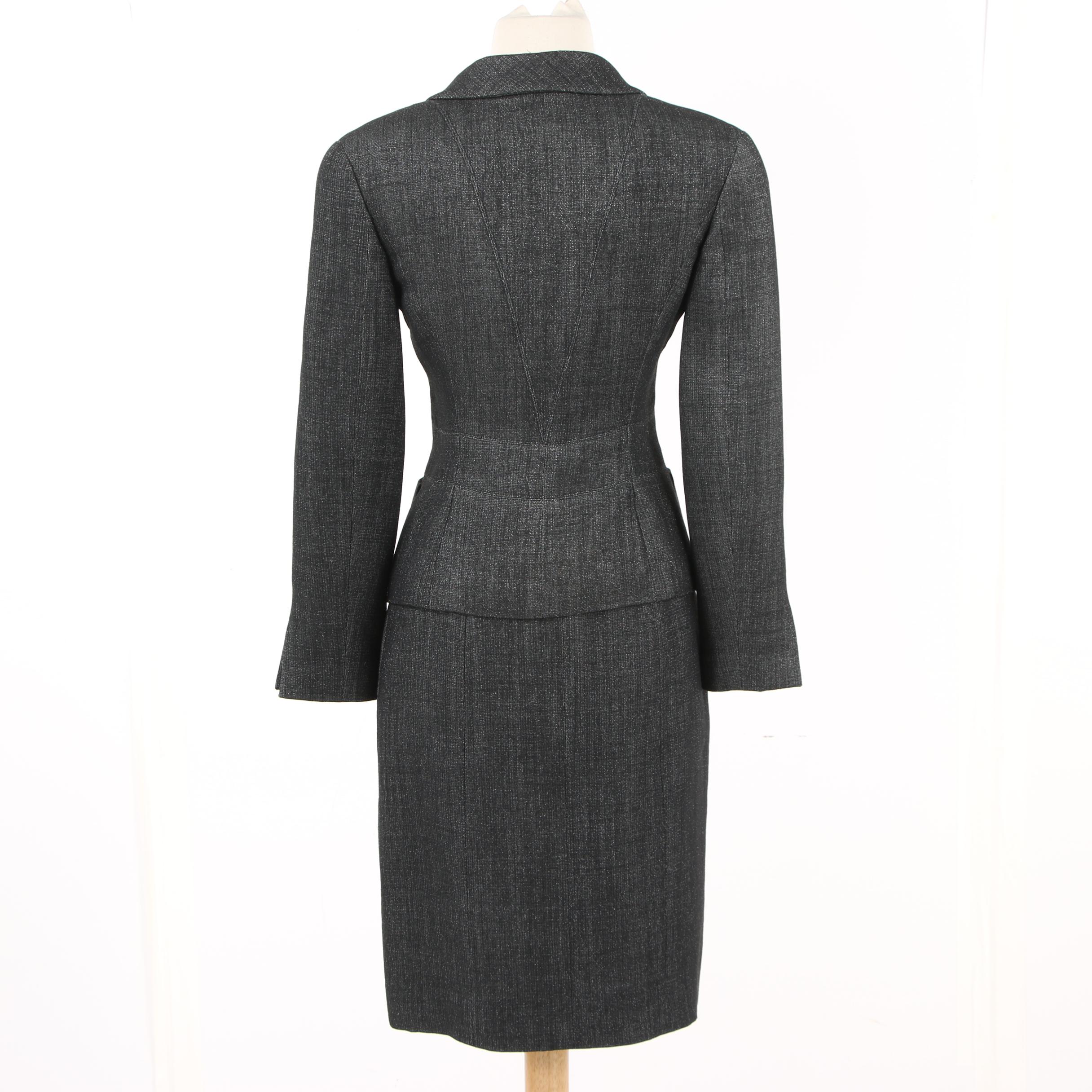 Chanel Charcoal Grey Skirt Suit, Made in France