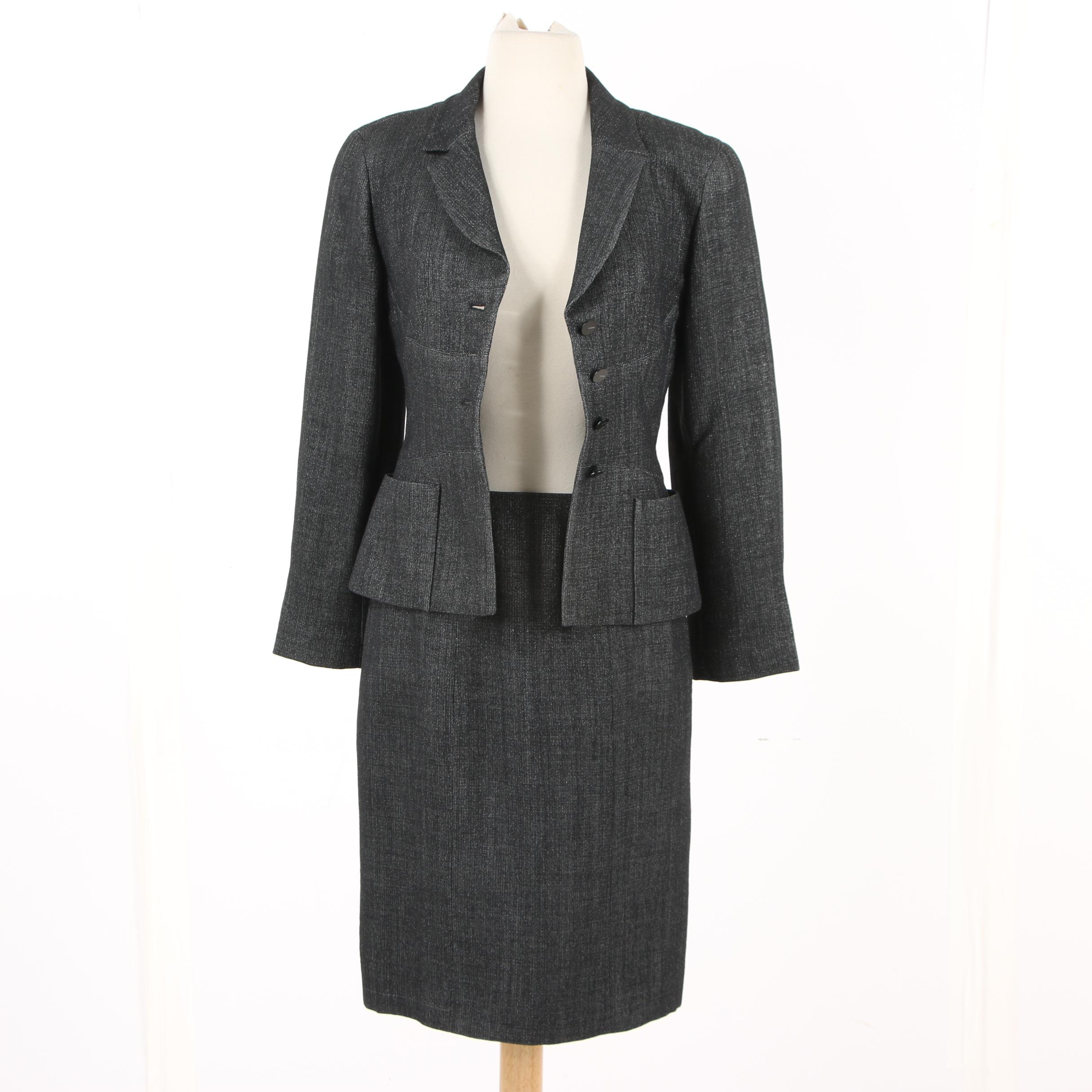 Chanel Charcoal Grey Skirt Suit, Made in France