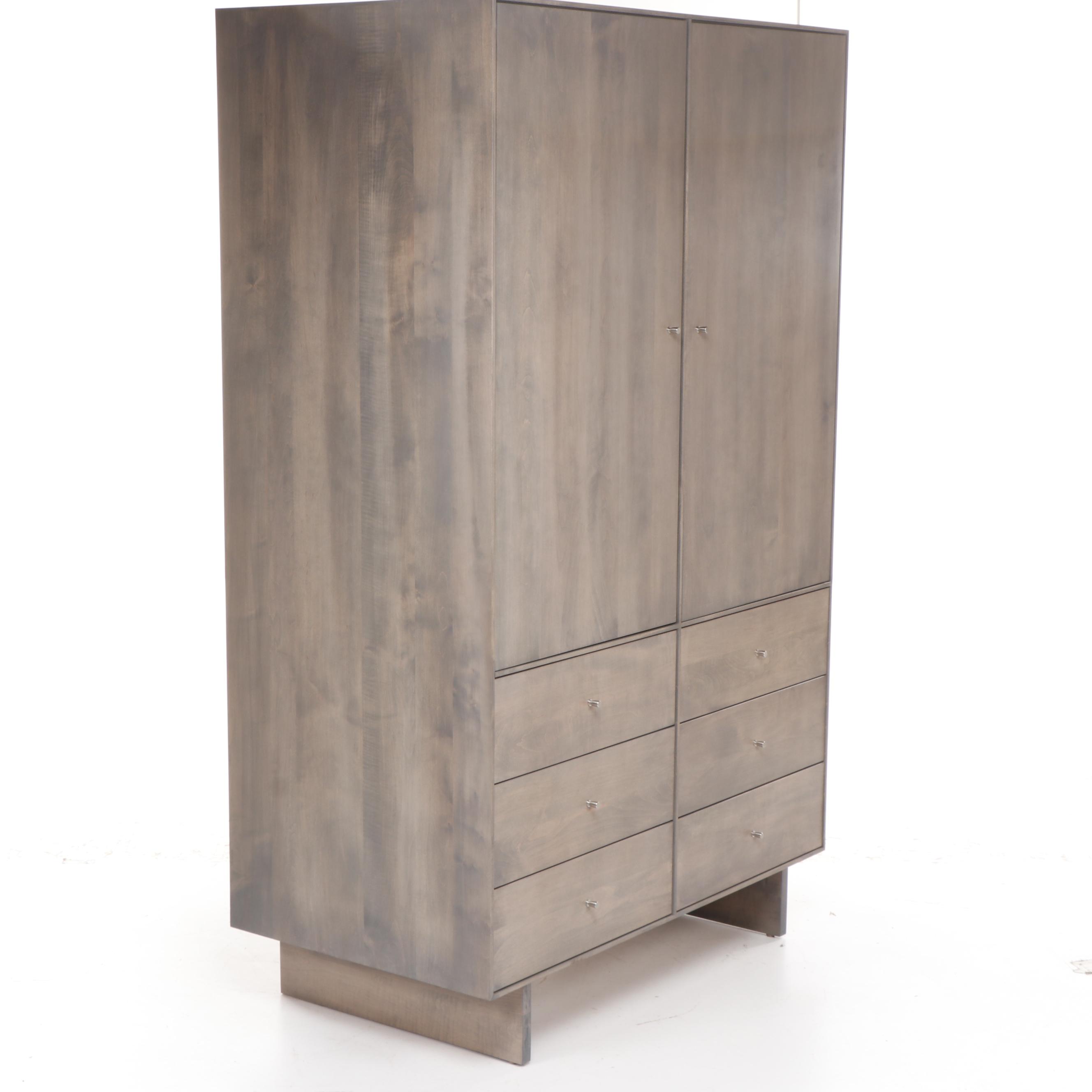 Room and Board "Hudson" Armoire with Wood Base and Shell Finish