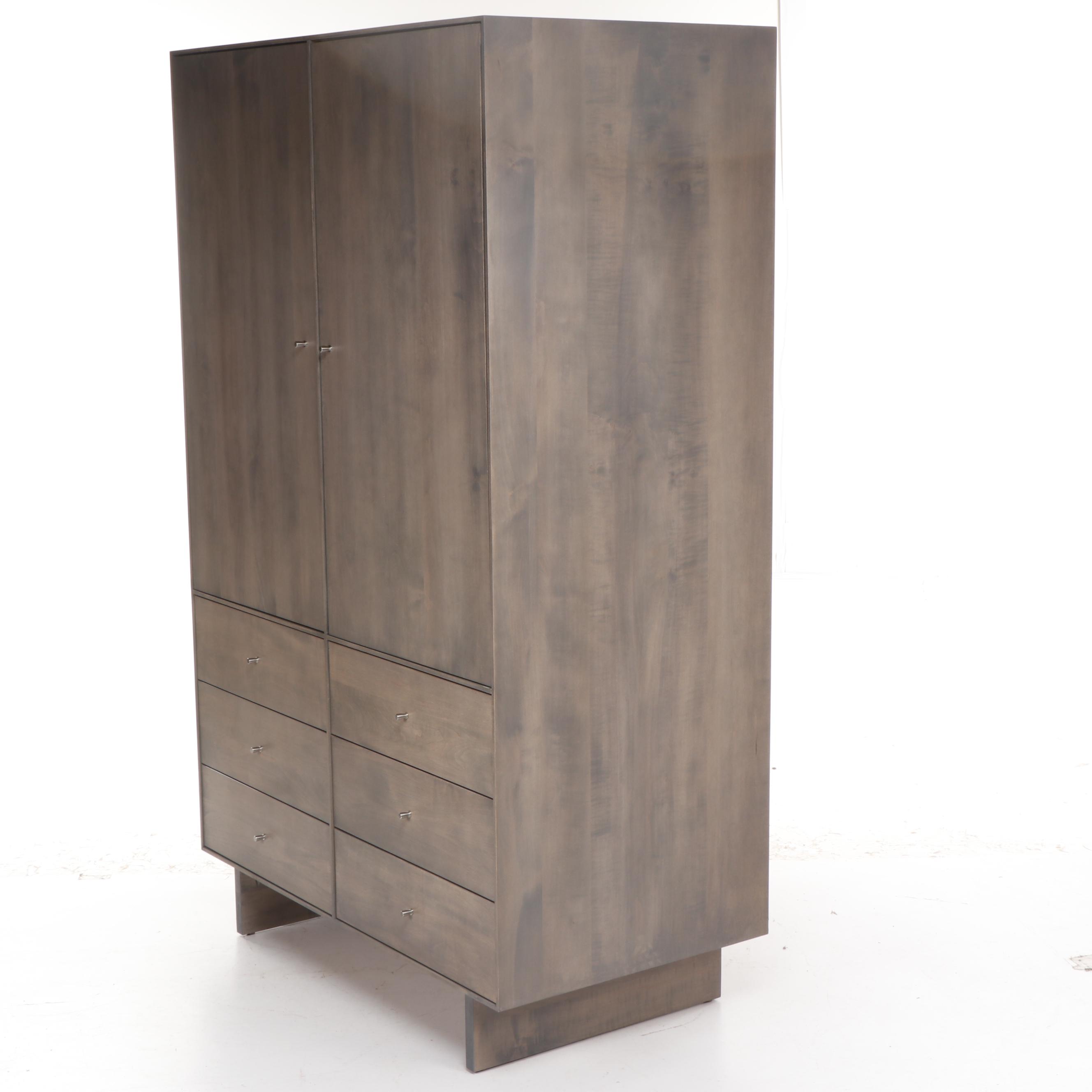 Room and Board "Hudson" Armoire with Wood Base and Shell Finish