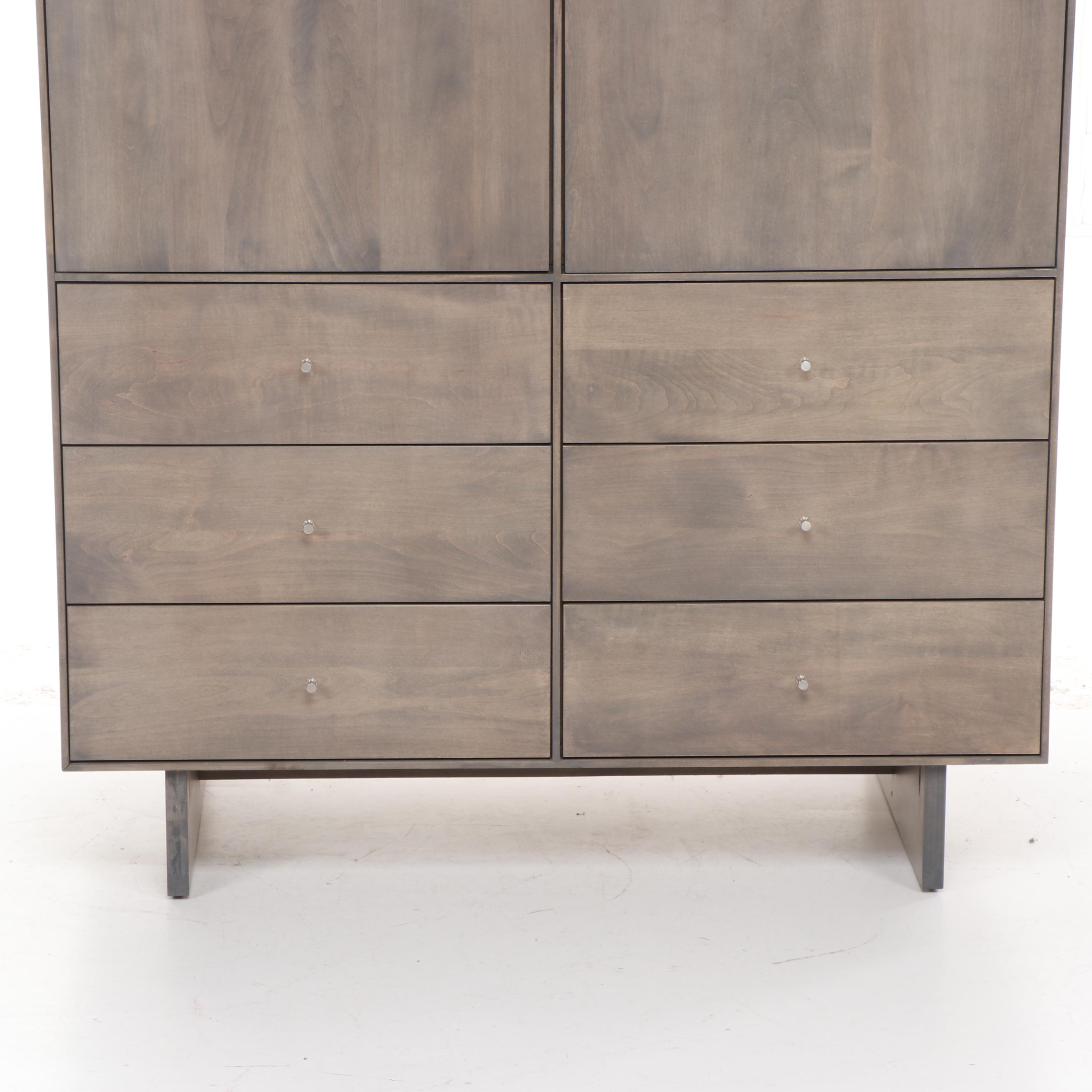 Room and Board "Hudson" Armoire with Wood Base and Shell Finish