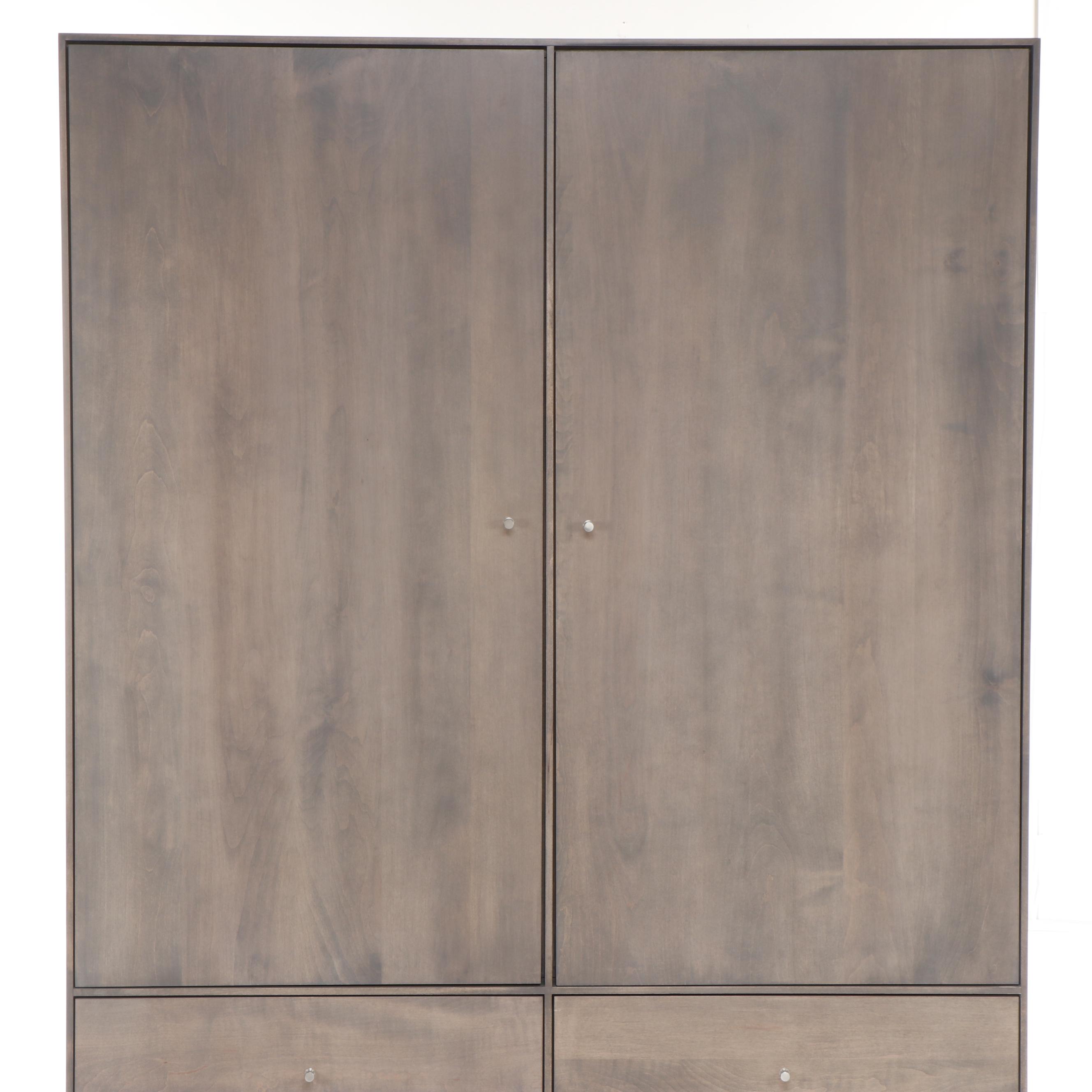 Room and Board "Hudson" Armoire with Wood Base and Shell Finish
