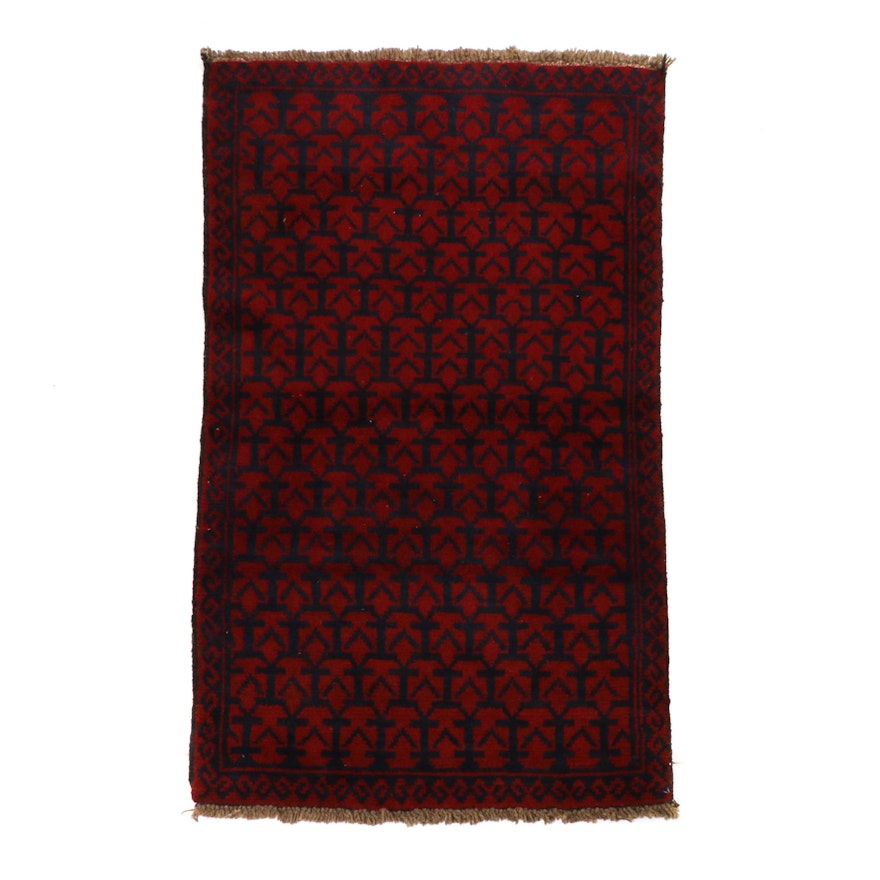 2'10 x 4'11 Hand-Knotted Afghani Turkoman Wool Rug