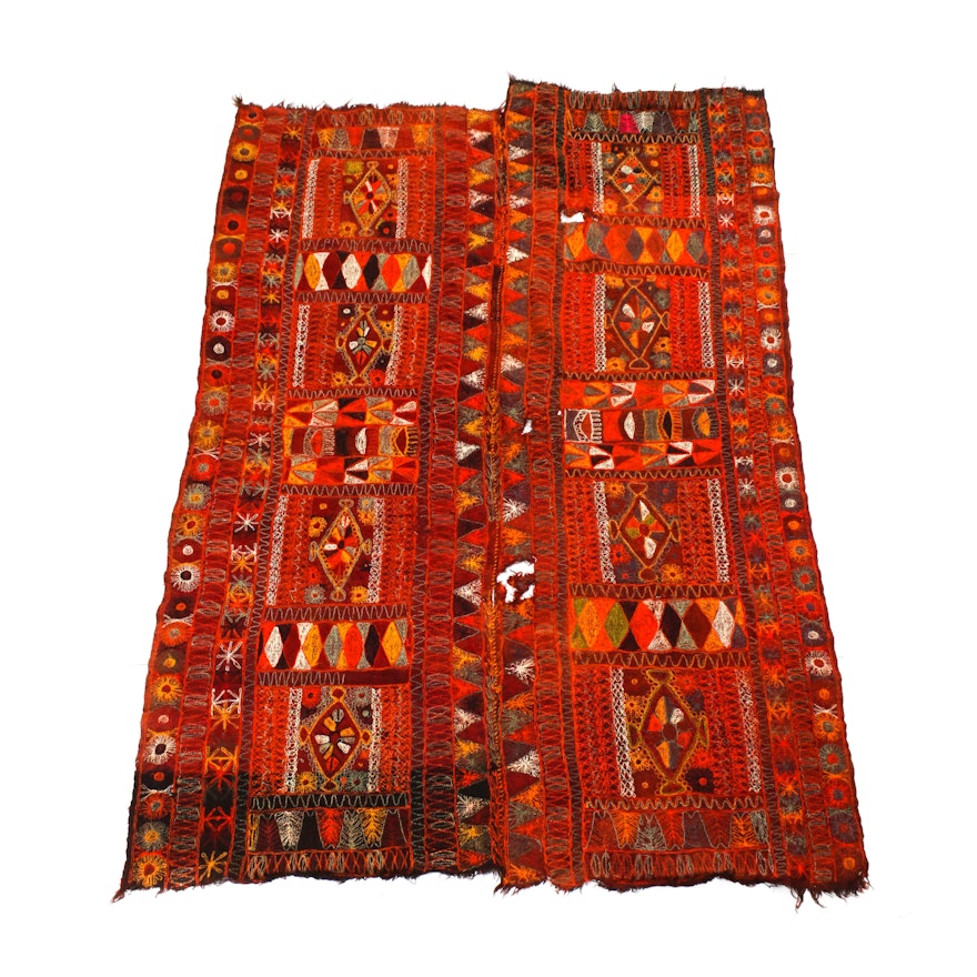 Central Asian Hand-Woven and Embroidered Wool Shawl, Circa 1900