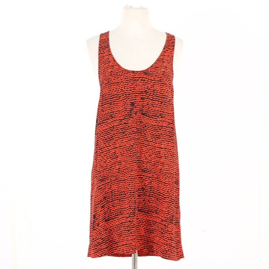 Joie Tomato Red and Black Silk Racerback Dress
