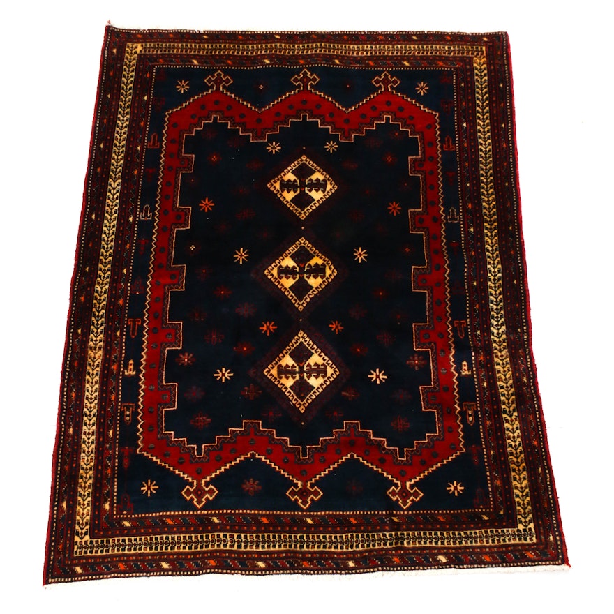 5'4 x 7'1 Hand-Knotted Persian Afshar Wool Rug