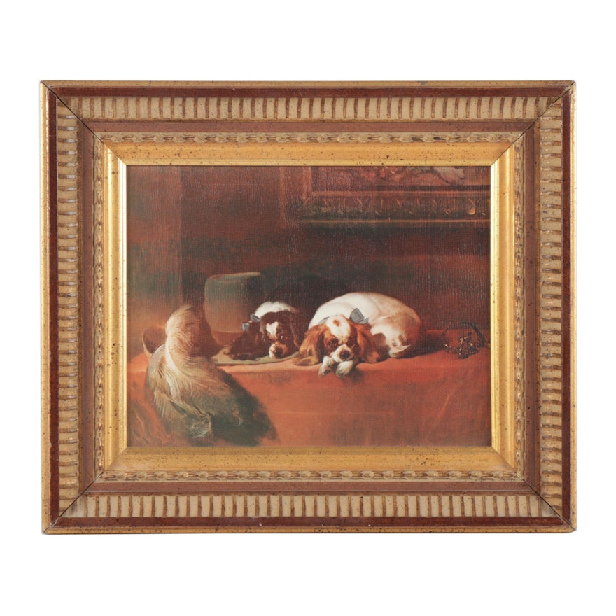 Offset Lithograph after Sir Edwin Landseer "King Charles Spaniels"