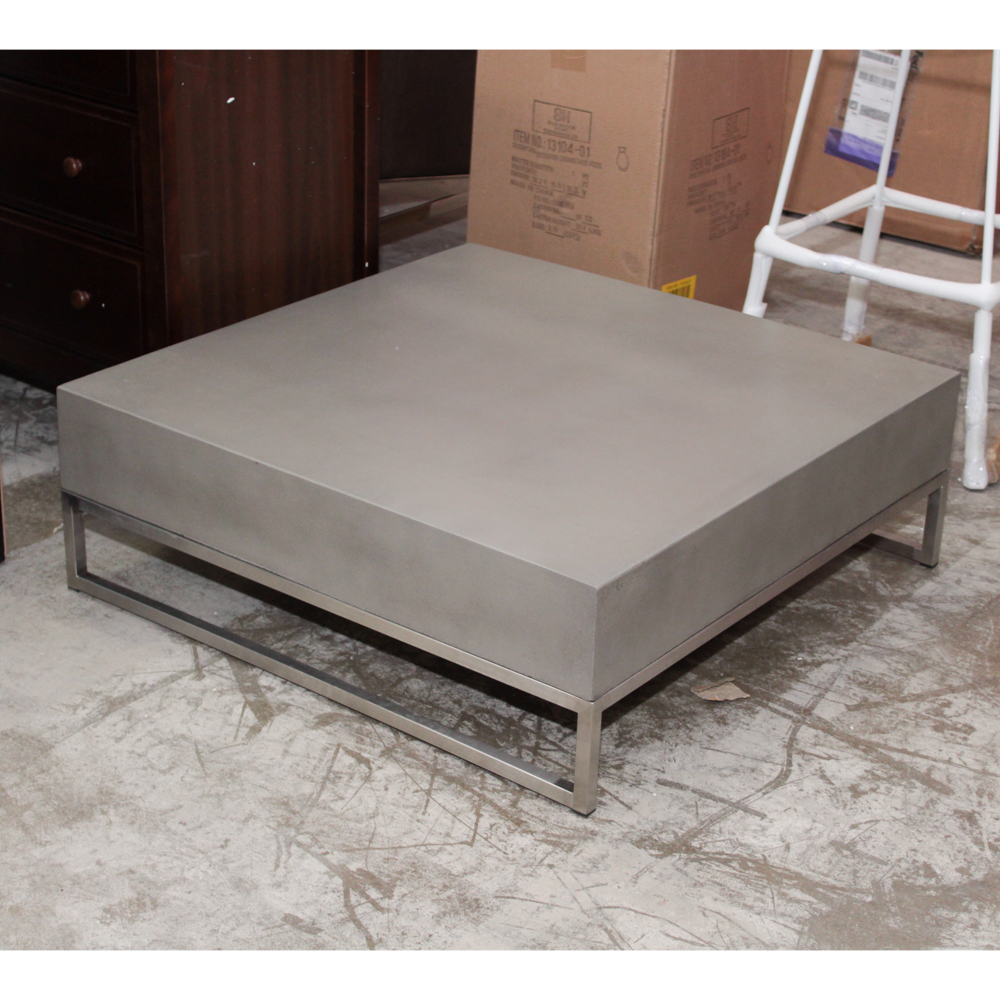 Contemporary Grey-Painted Engineered Wood and Metal Coffee Table