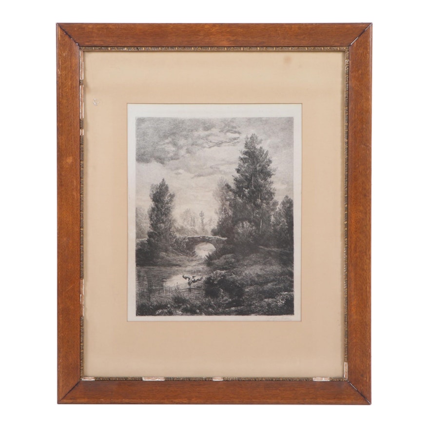 19th Century Etching of Landscape