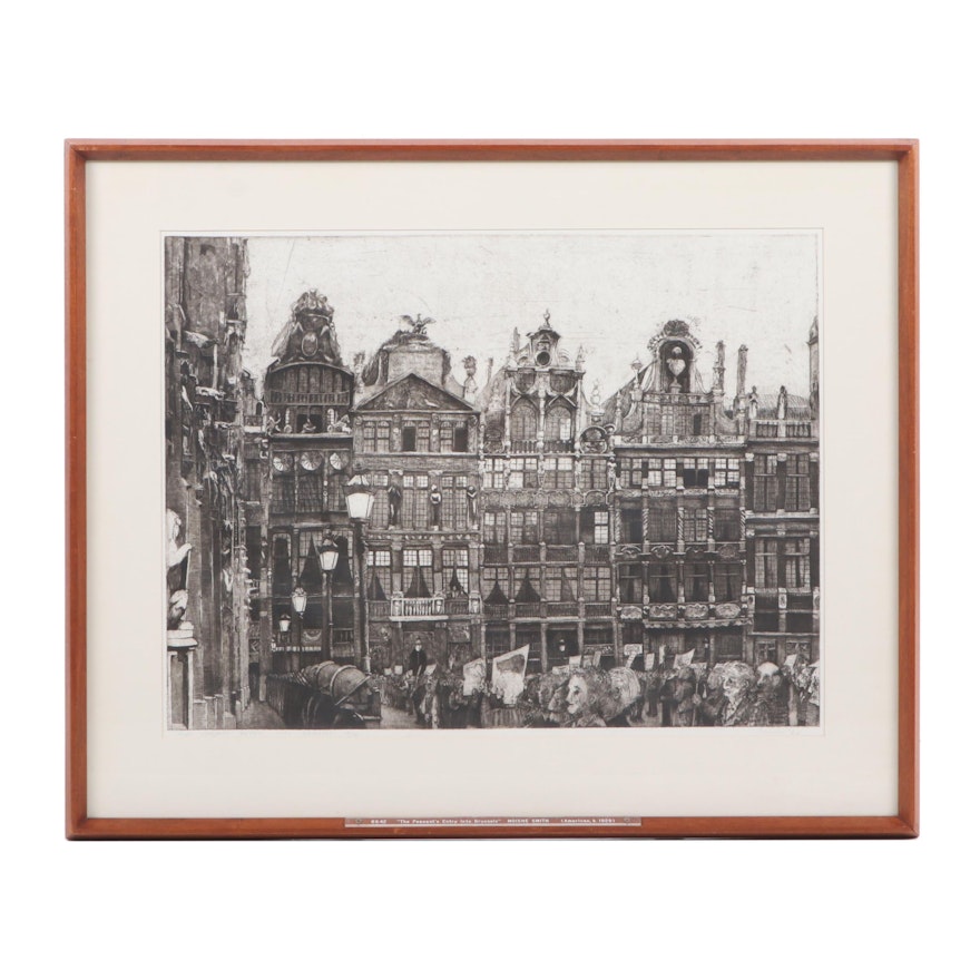 Moishe Smith Etching "The Peasant's Entry into Brussels", 1968