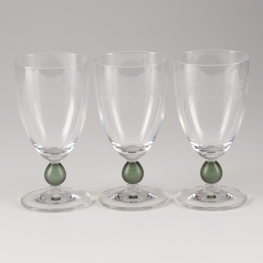 Wedgwood "Sarah's Garden" Etched Glass Water Goblets, 1997