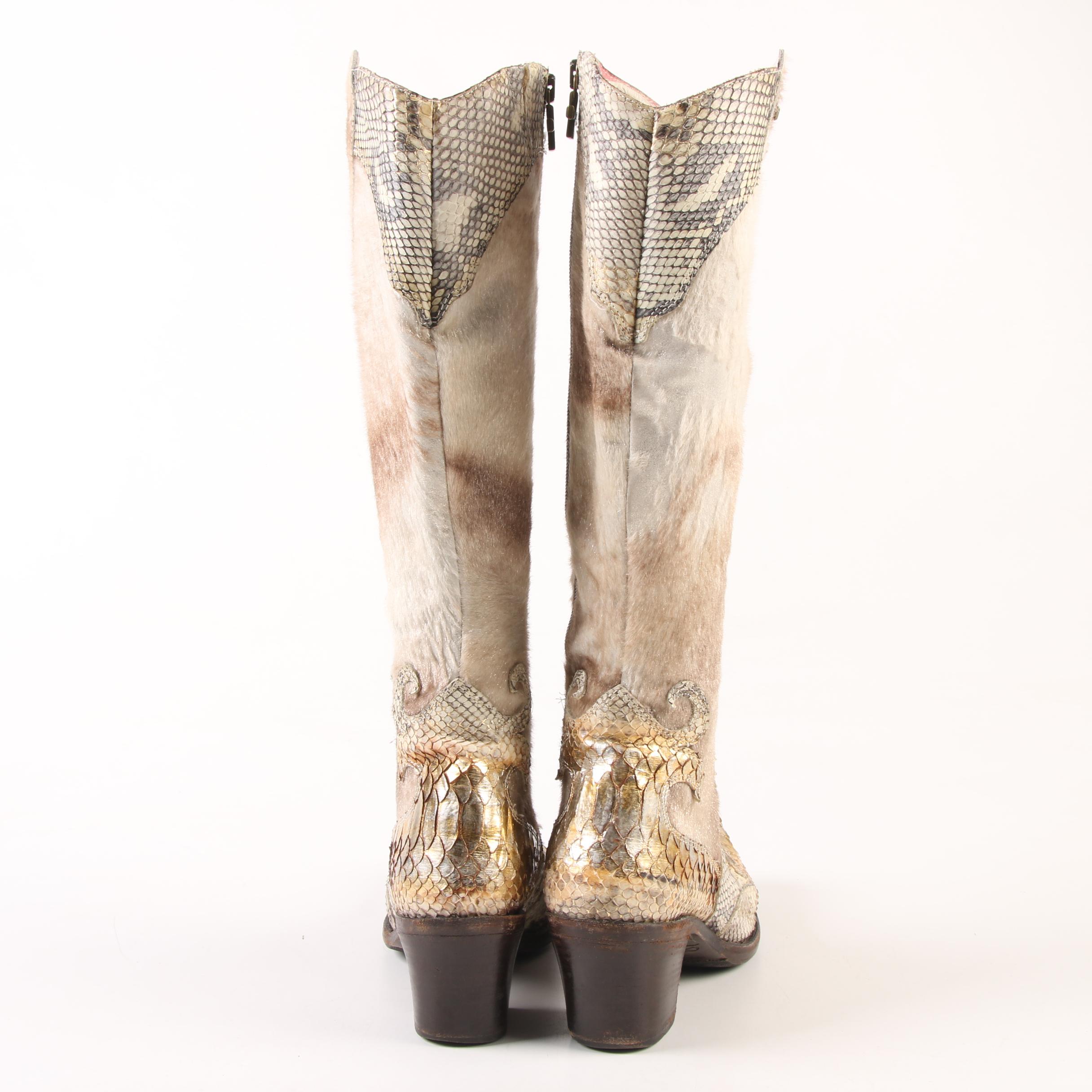 Women's Siren by Mark Nason Python and Pony Hair Western Boots