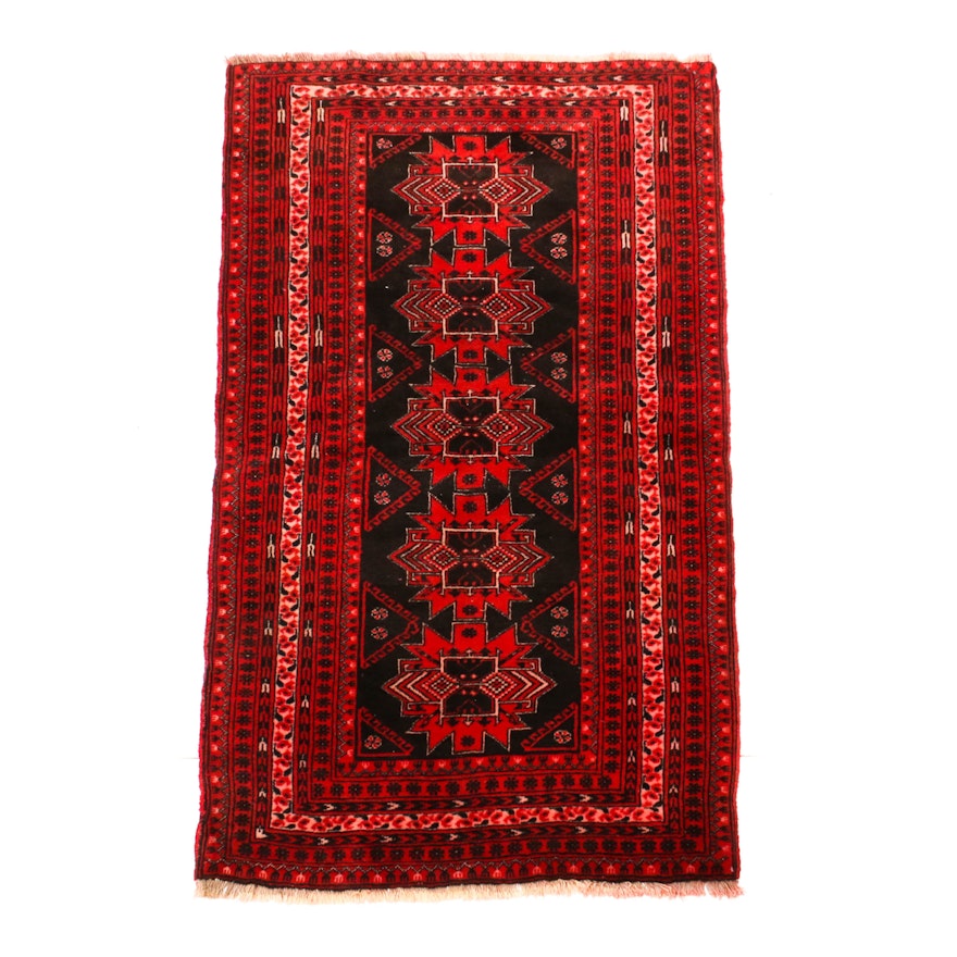 3'5 x 6'1 Hand-Knotted Persian Turkoman Wool Rug, Circa 1940