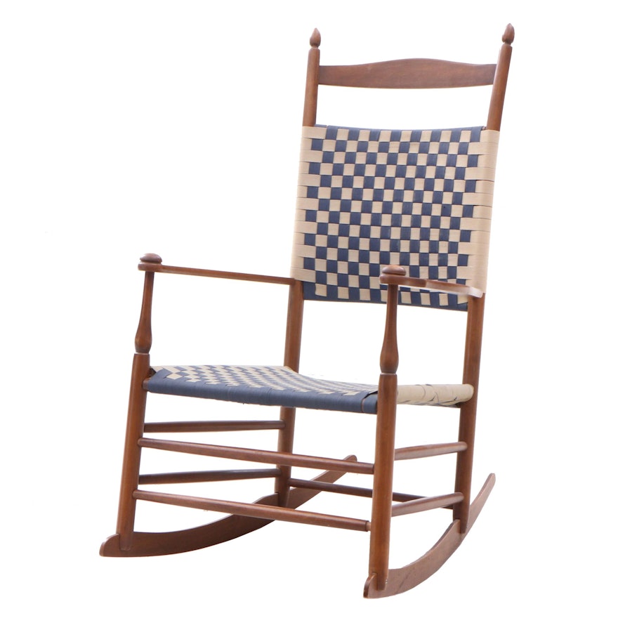 Hand Crafted Shaker Style Maple Rocking Chair with Woven Back and Seat