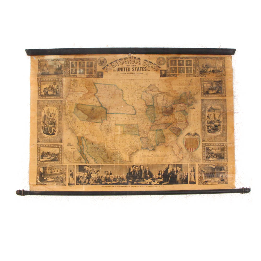 1857 United States Pictorial Wall Map
