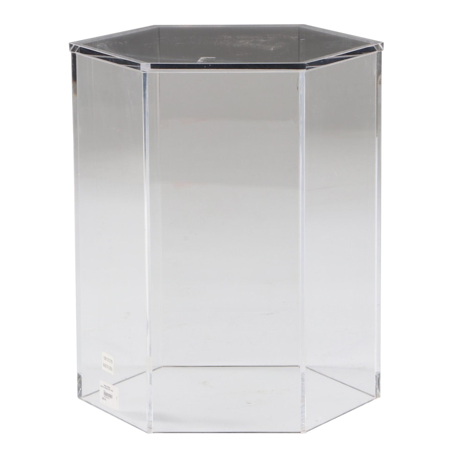 Modernist Clear Acrylic Hexagonal End Table, Contemporary