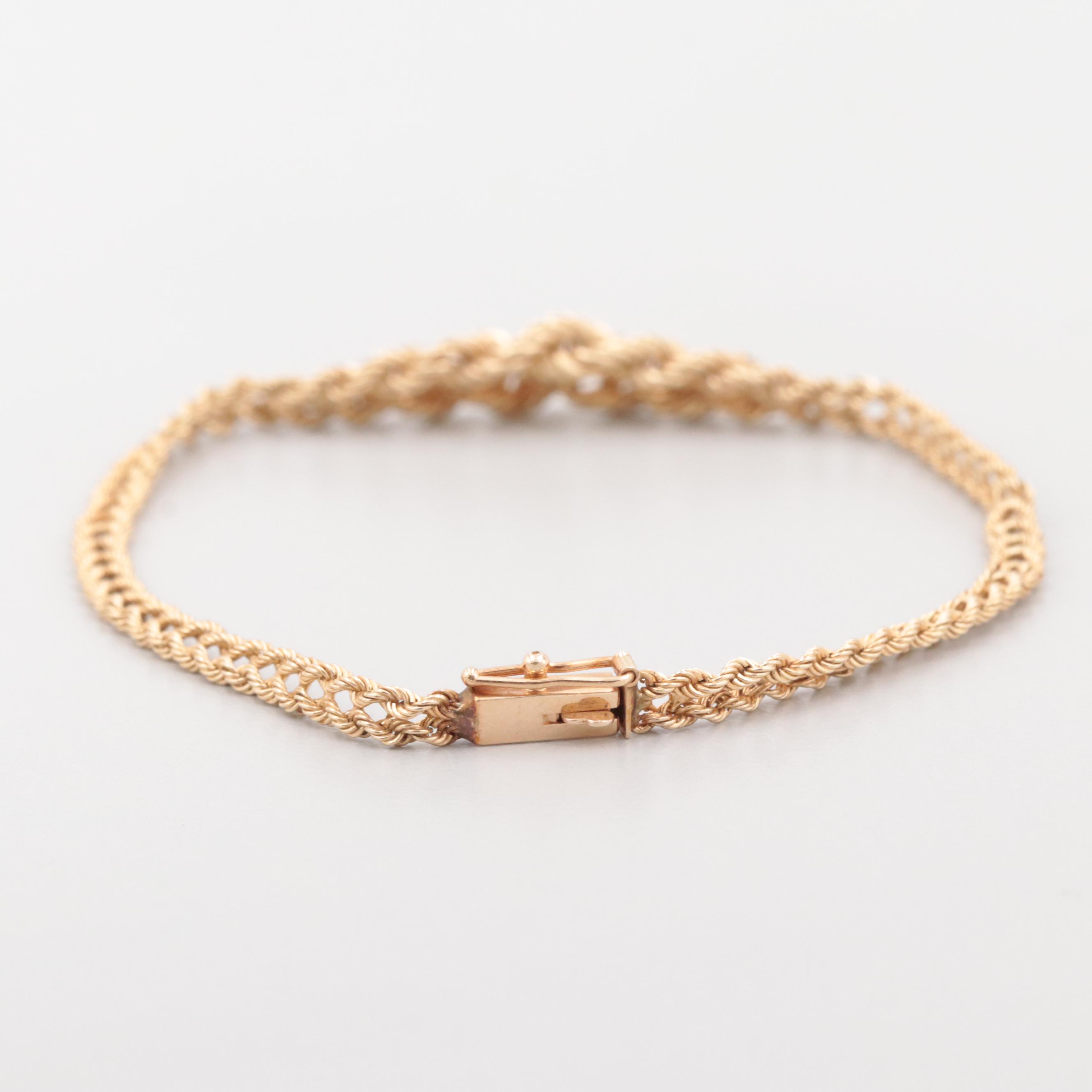 14K Yellow Gold Diamond Graduated Double Rope Chain Bracelet