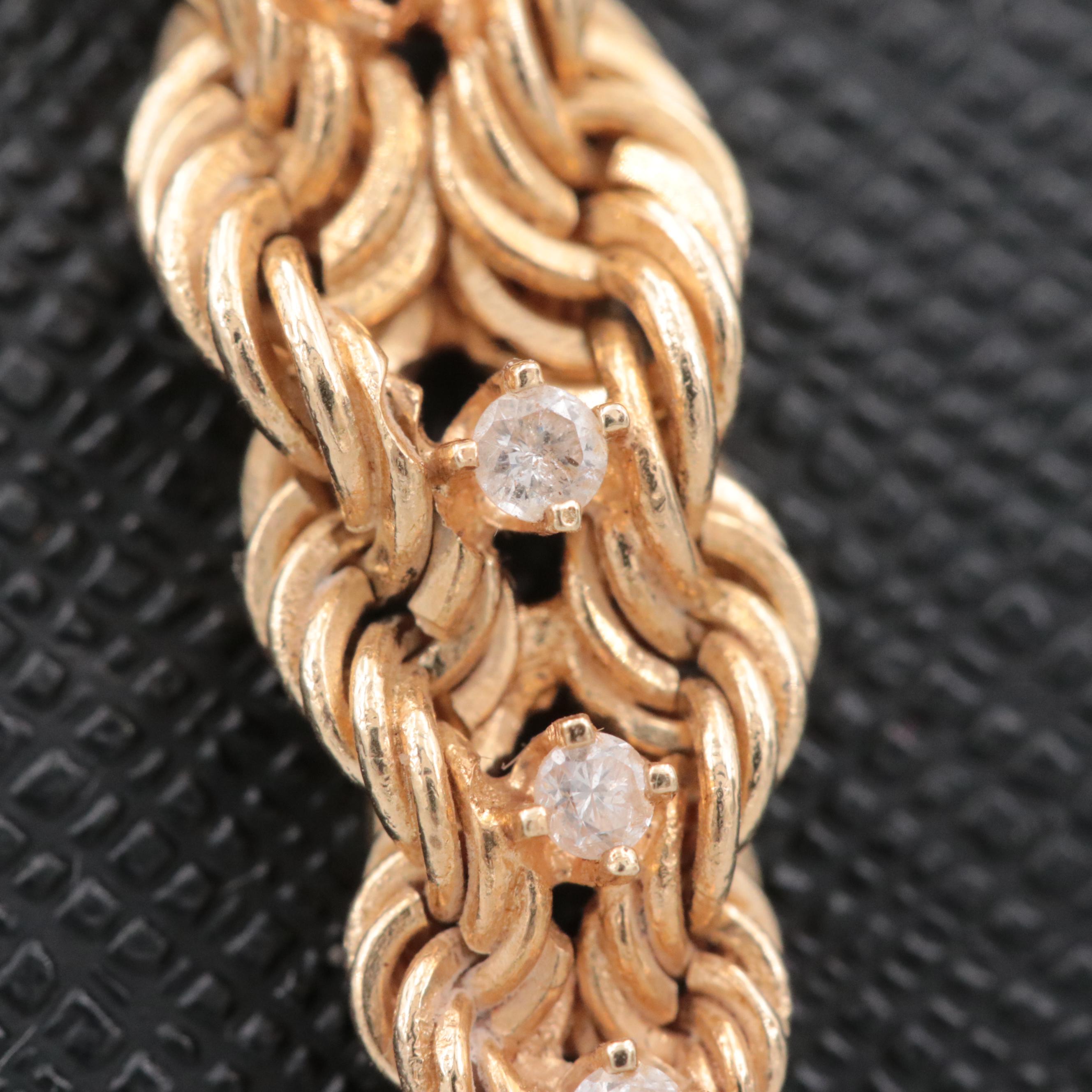14K Yellow Gold Diamond Graduated Double Rope Chain Bracelet