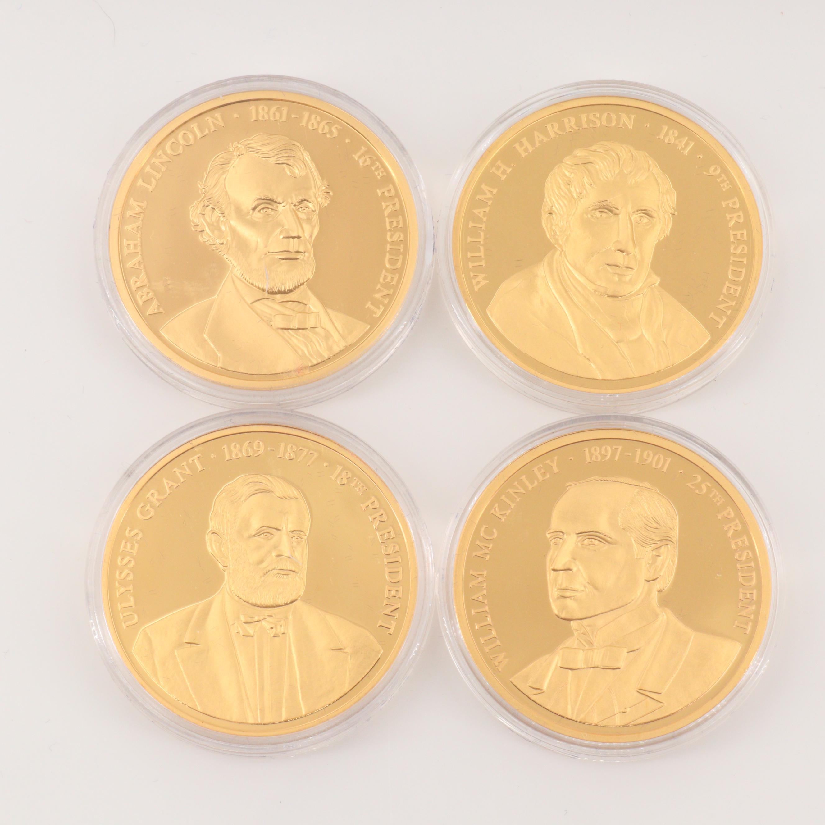 Eighteen American Presidents Gold Plated Medals Series