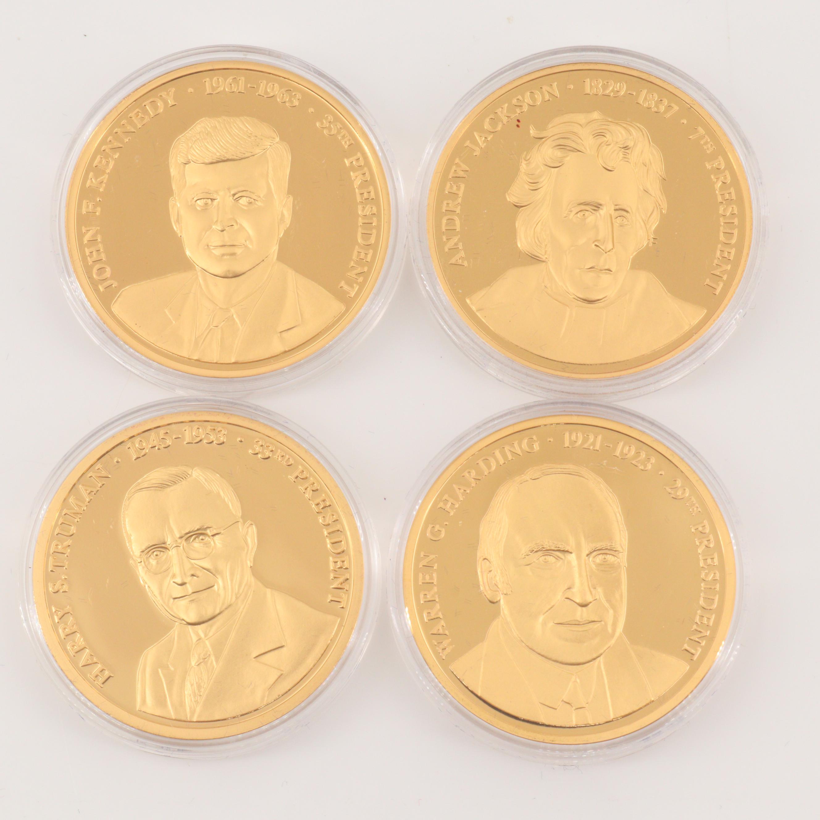 Eighteen American Presidents Gold Plated Medals Series