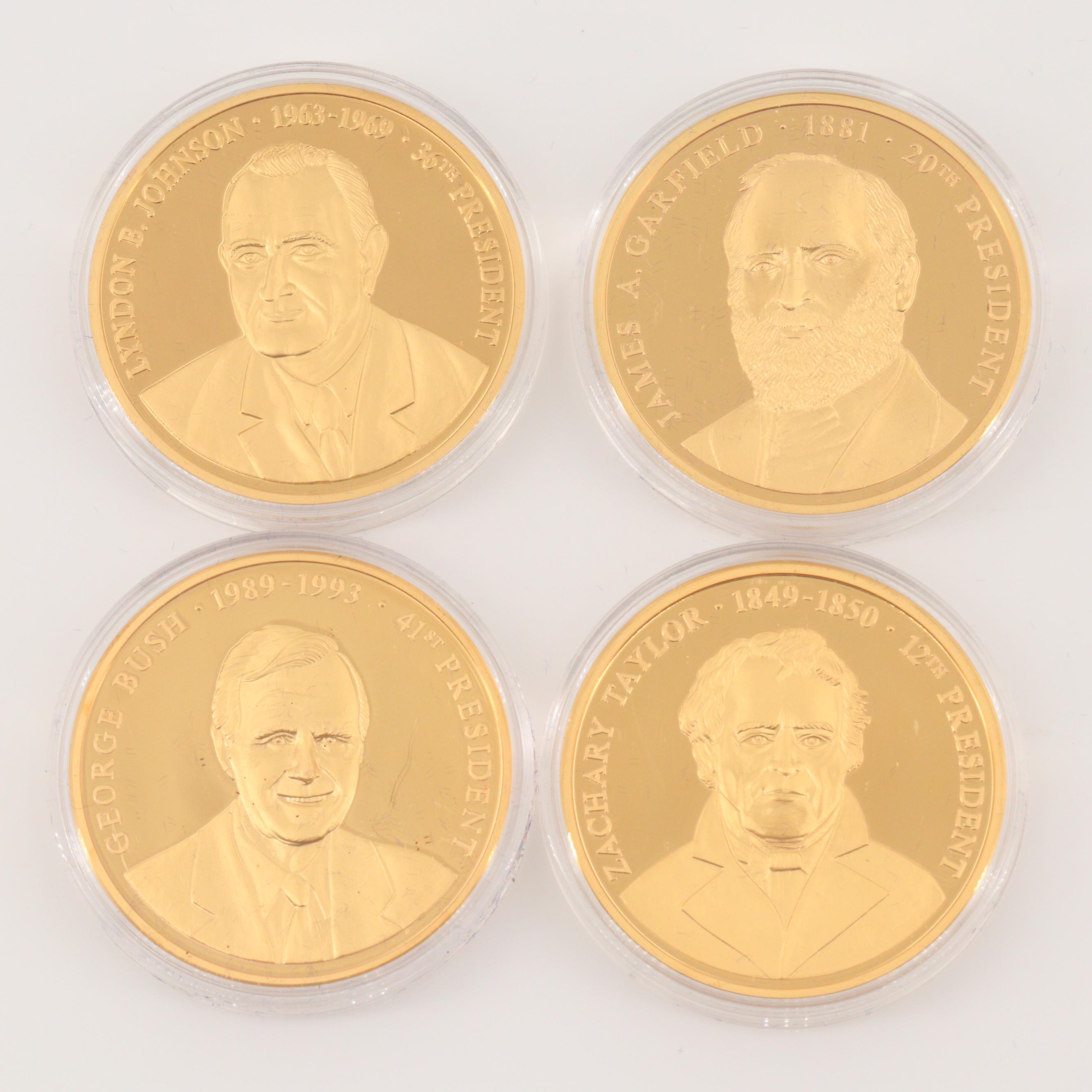 Eighteen American Presidents Gold Plated Medals Series