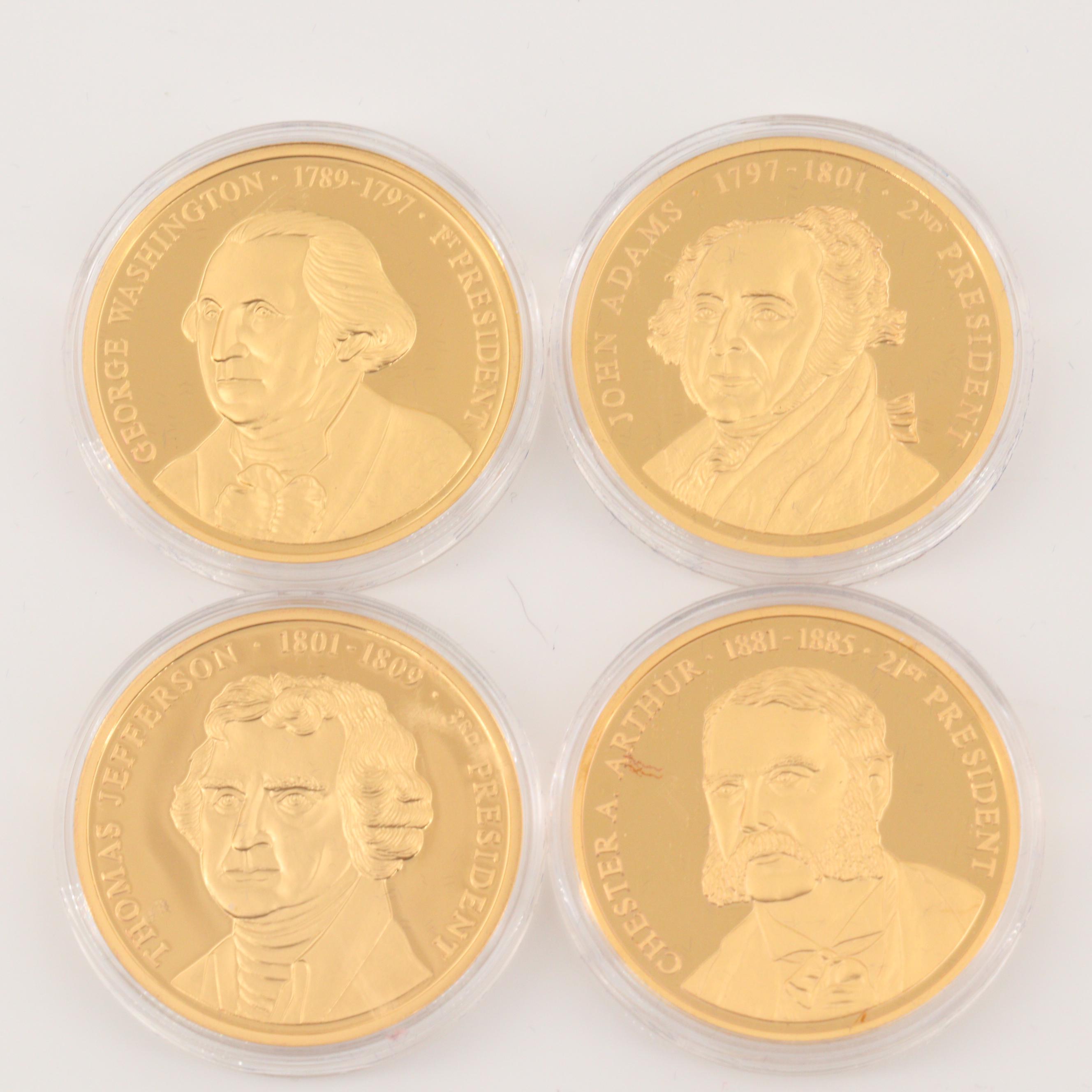 Eighteen American Presidents Gold Plated Medals Series